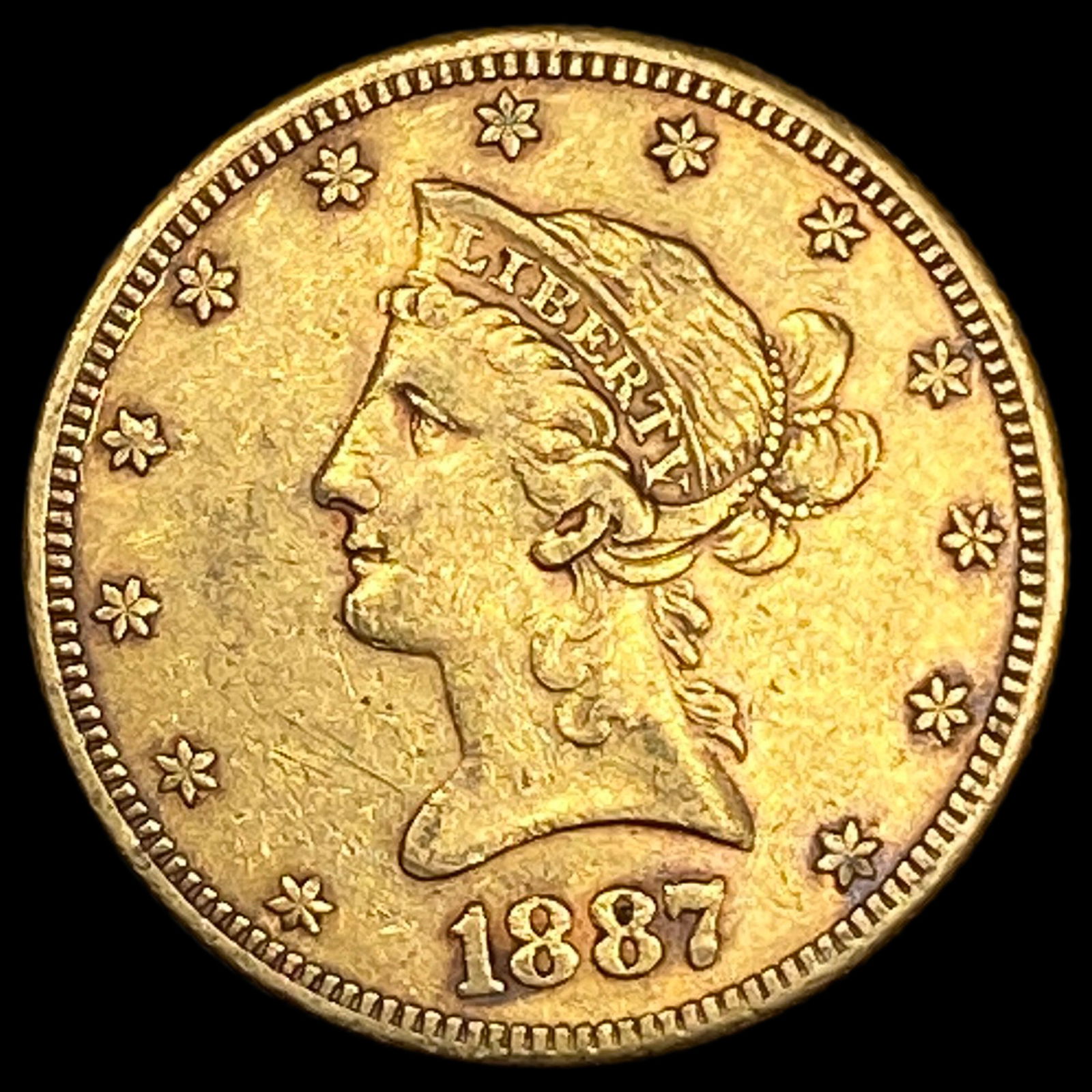 1887-S Gold $10 Liberty Head Eagle CLOSELY UNCIRCULATED (1 of 2)
