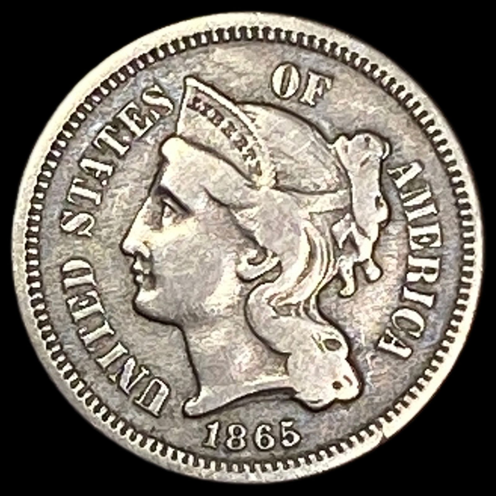 1865 Nickel Three-Cent Piece LIGHTLY CIRCULATED (1 of 2)