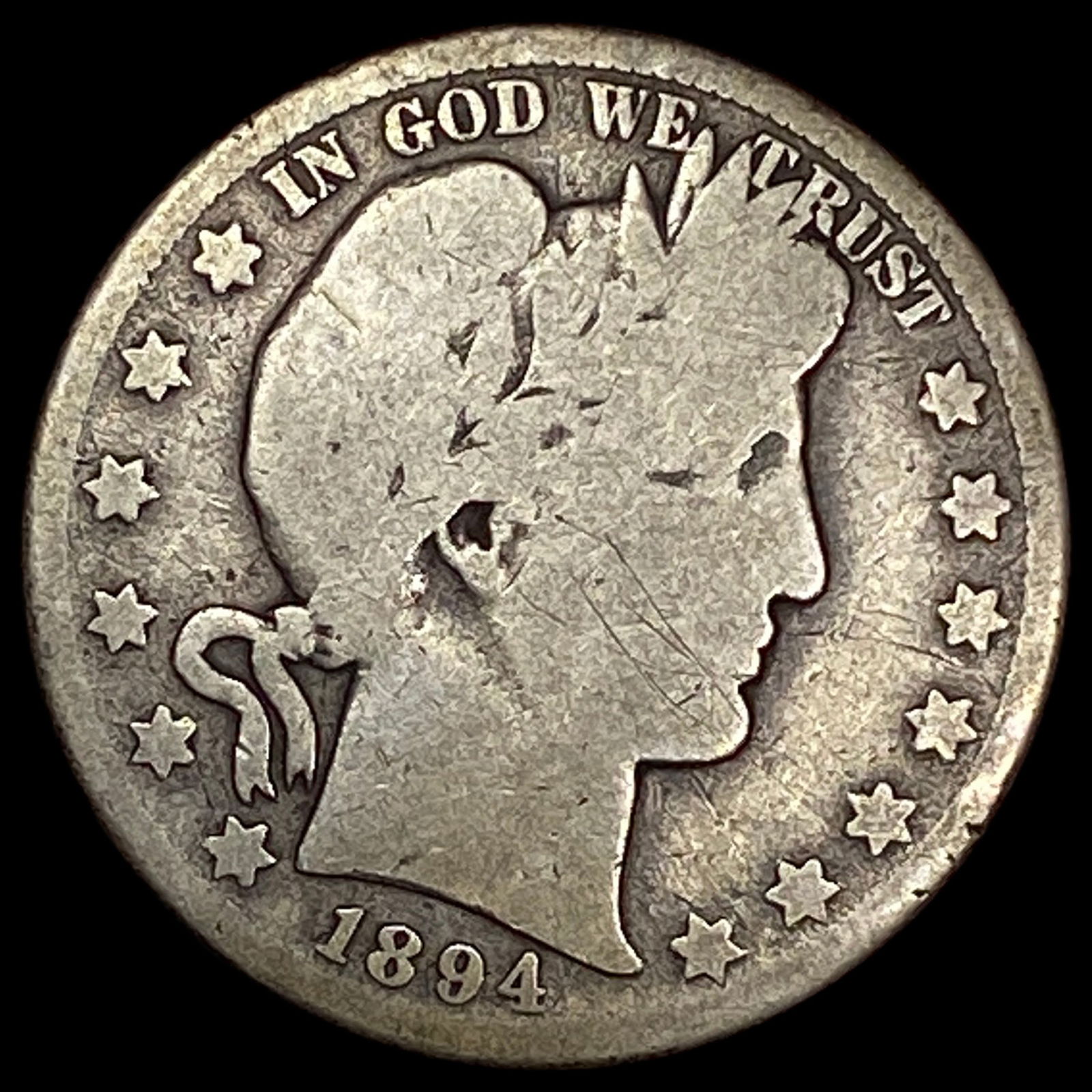 1894-S Silver Barber Half Dollar NICELY CIRCULATED (1 of 2)