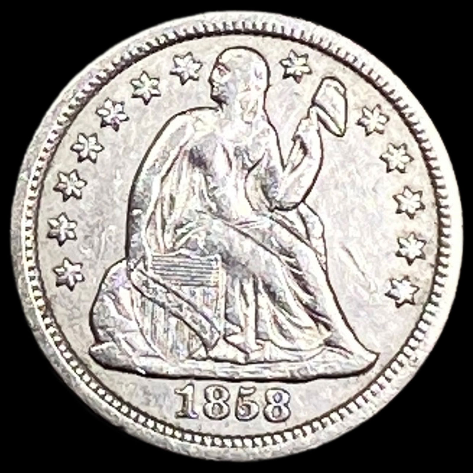 1858 Seated Liberty Dime CLOSELY UNCIRCULATED (1 of 2)