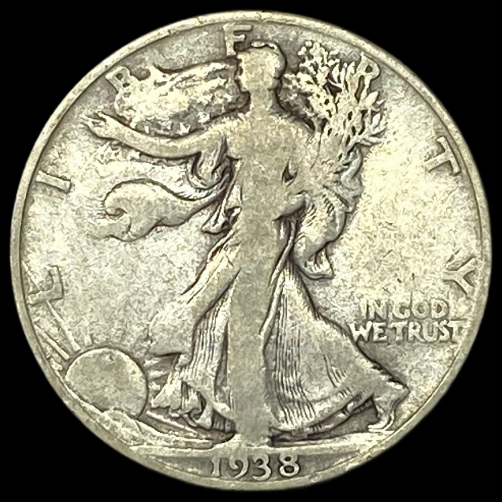 1938-D Silver Walking Liberty Half Dollar NICELY CIRCULATED: 1938-D Silver Walking Liberty Half Dollar NICELY CIRCULATED