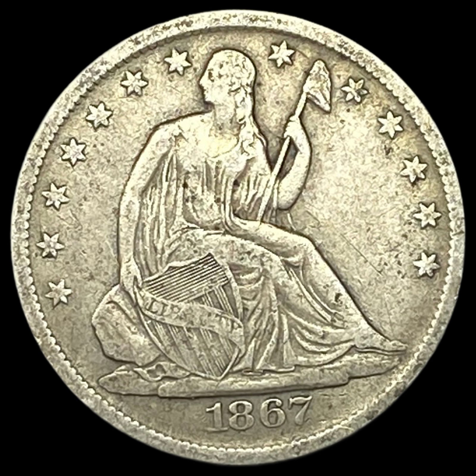 1867 Seated Liberty Half Dollar LIGHTLY CIRCULATED (1 of 2)