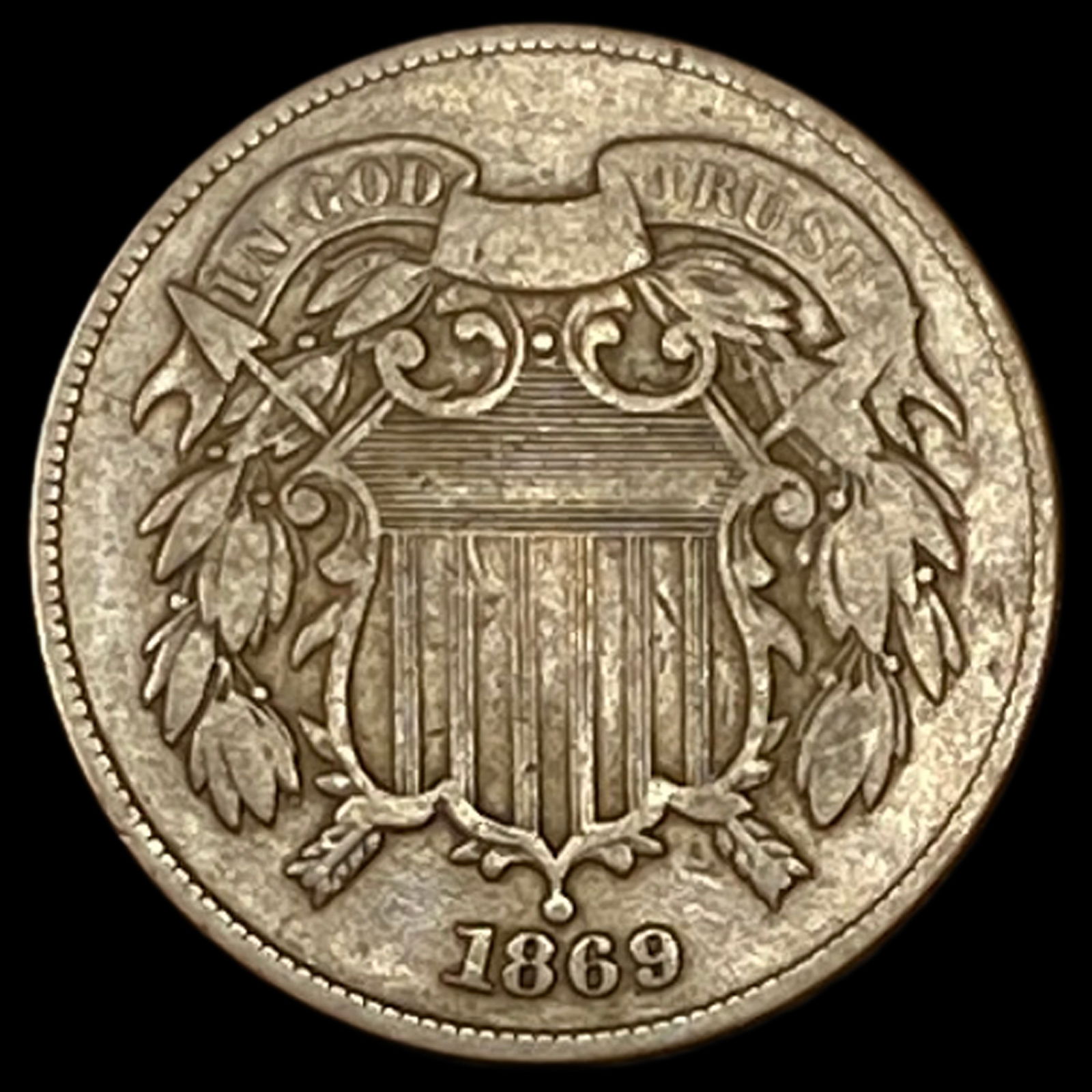 1869 Copper 2 Cents NICELY CIRCULATED (1 of 2)