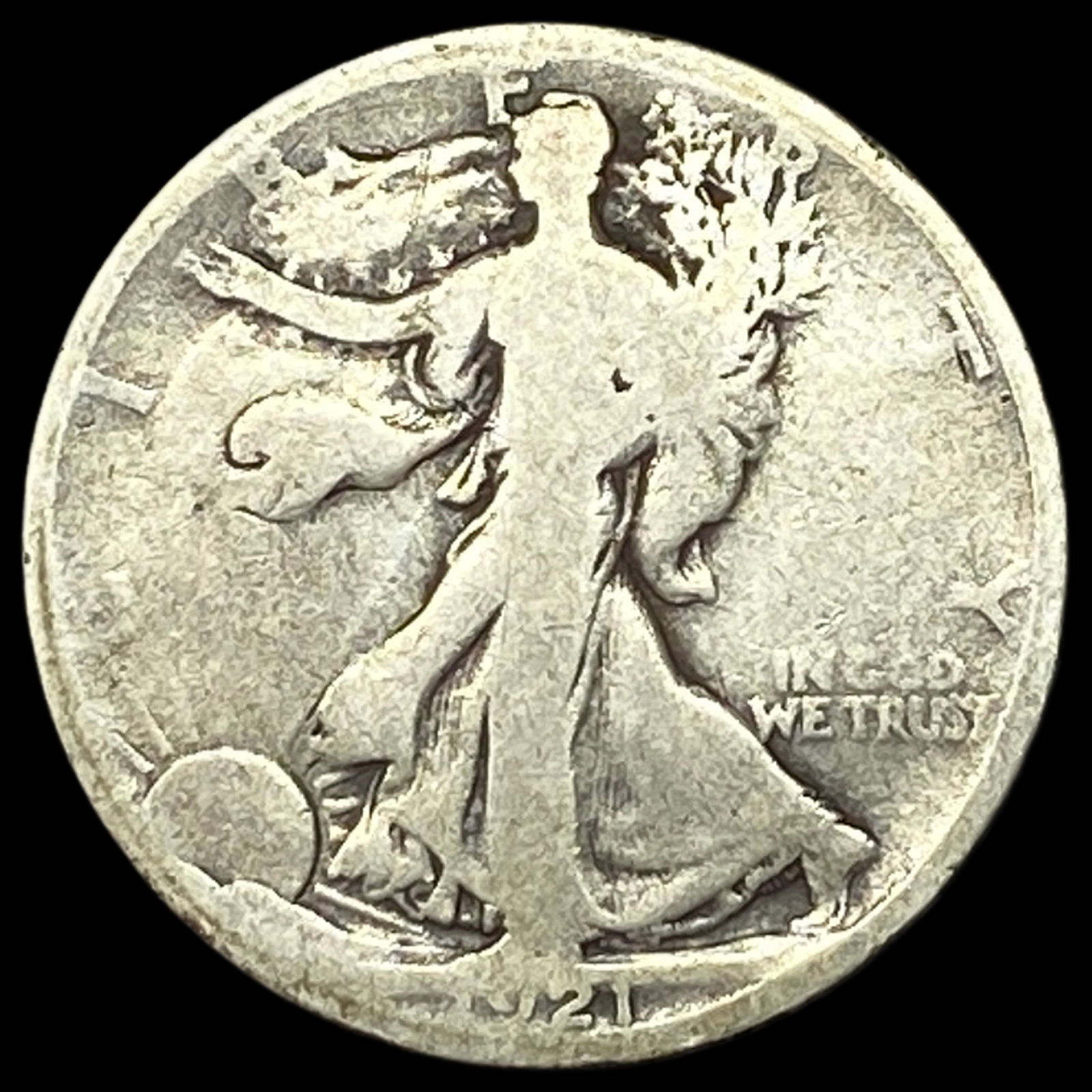 1921-D Silver Walking Liberty Half Dollar NICELY CIRCULATED (1 of 2)
