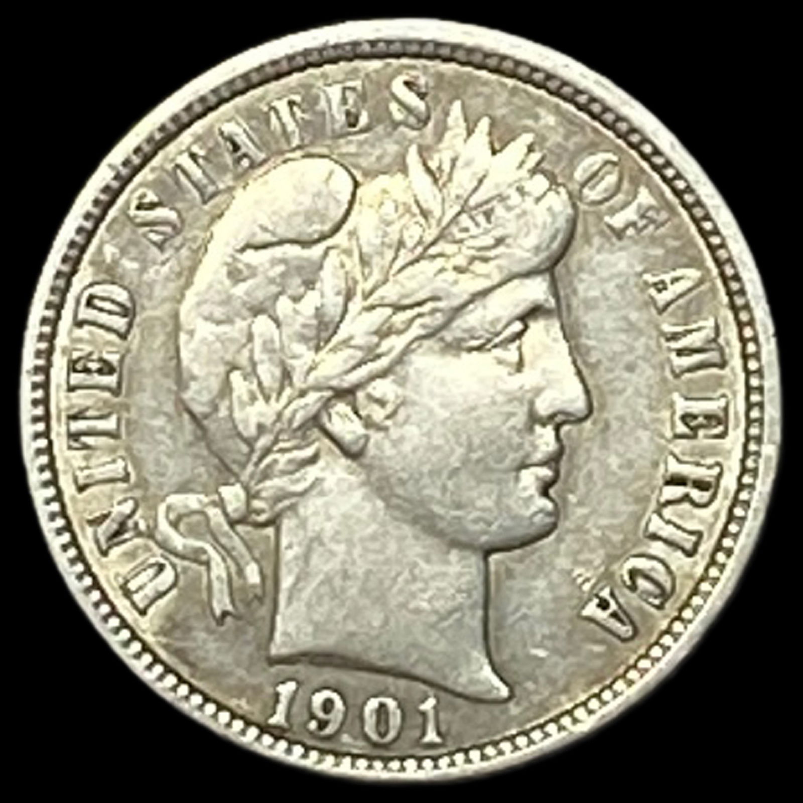 1901-O Silver Barber Dime NEARLY UNCIRCULATED (1 of 2)