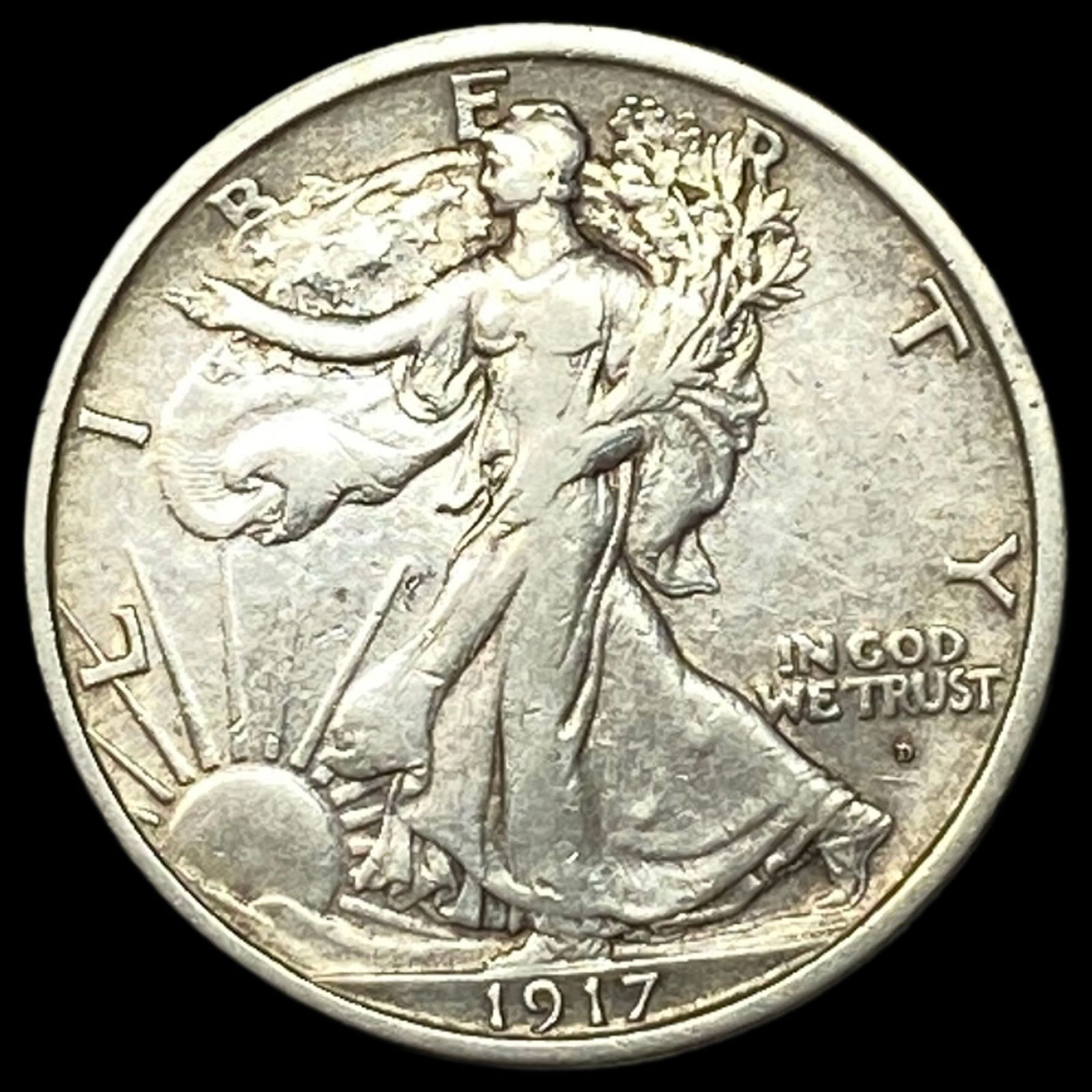 1917-D Silver Half Dollar Walking Liberty NEARLY UNCIRCULATED (1 of 2)
