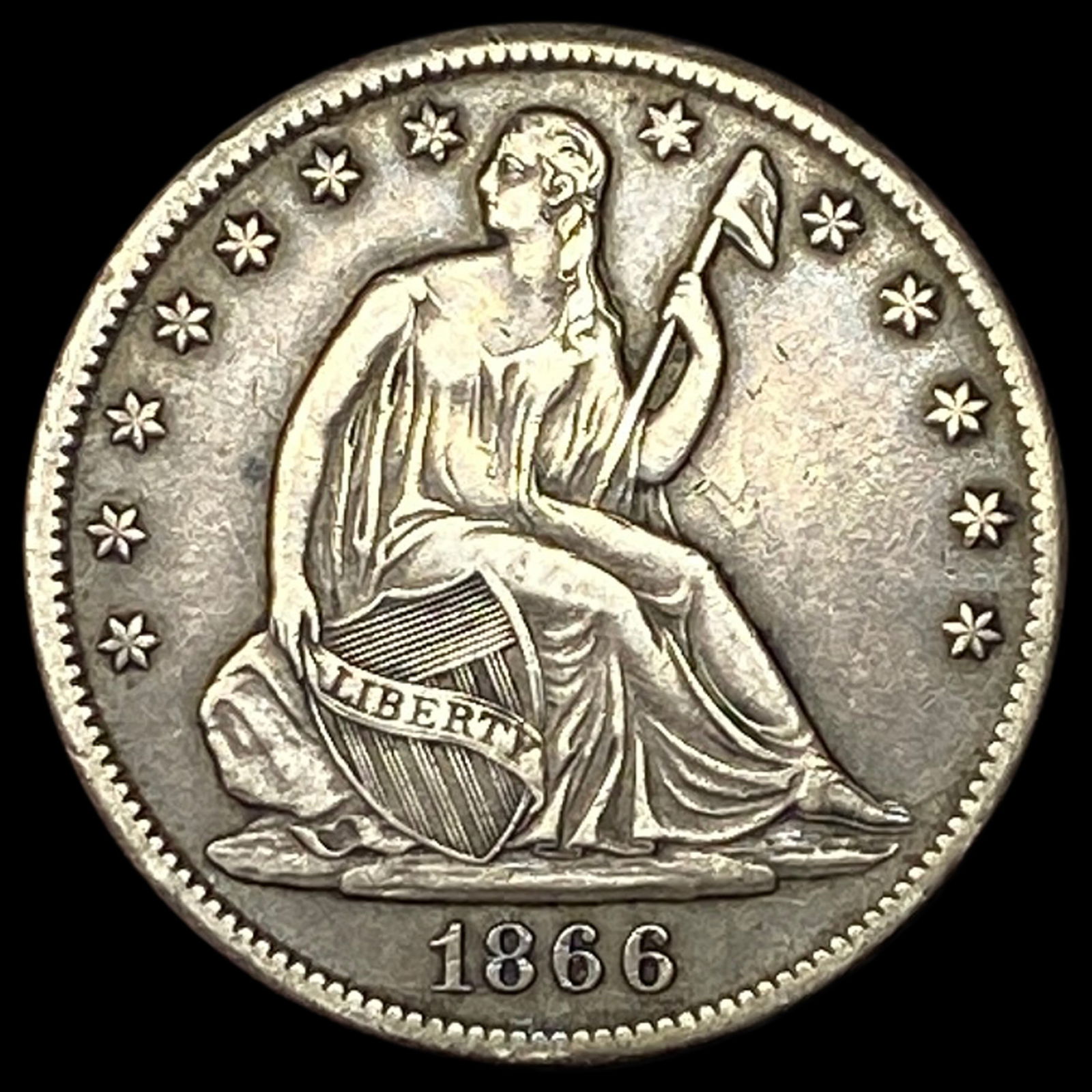 1866-S Silver Half Dollar NEARLY UNCIRCULATED (1 of 2)