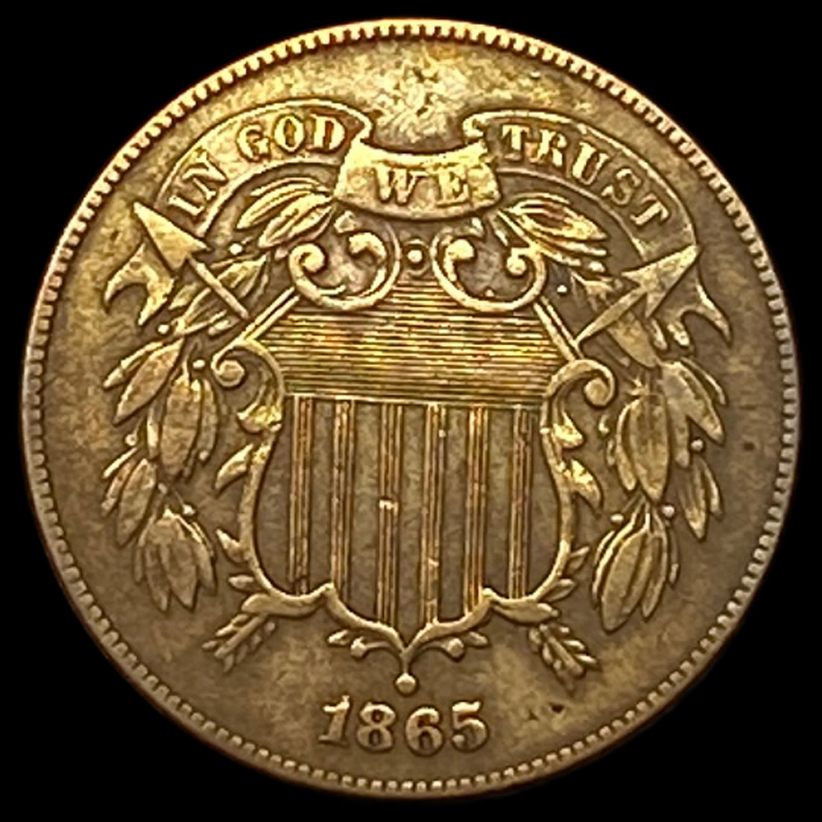 1865 Copper Two-Cent Piece NEARLY UNCIRCULATED (1 of 2)
