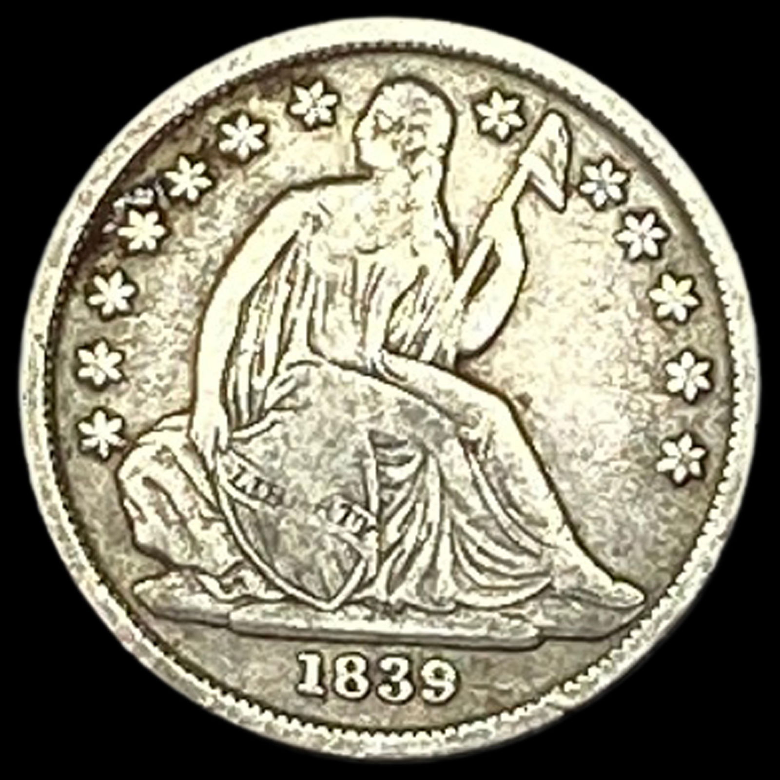 1839-O Silver Seated Liberty Dime LIGHTLY CIRCULATED (1 of 2)