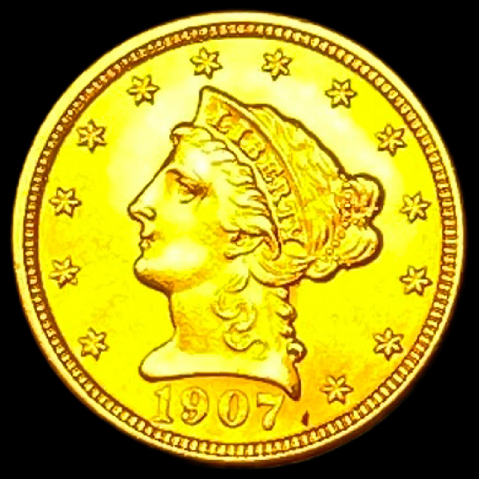 1907 Liberty Head Gold Quarter Eagle $2.50 UNCIRCULATED (1 of 2)