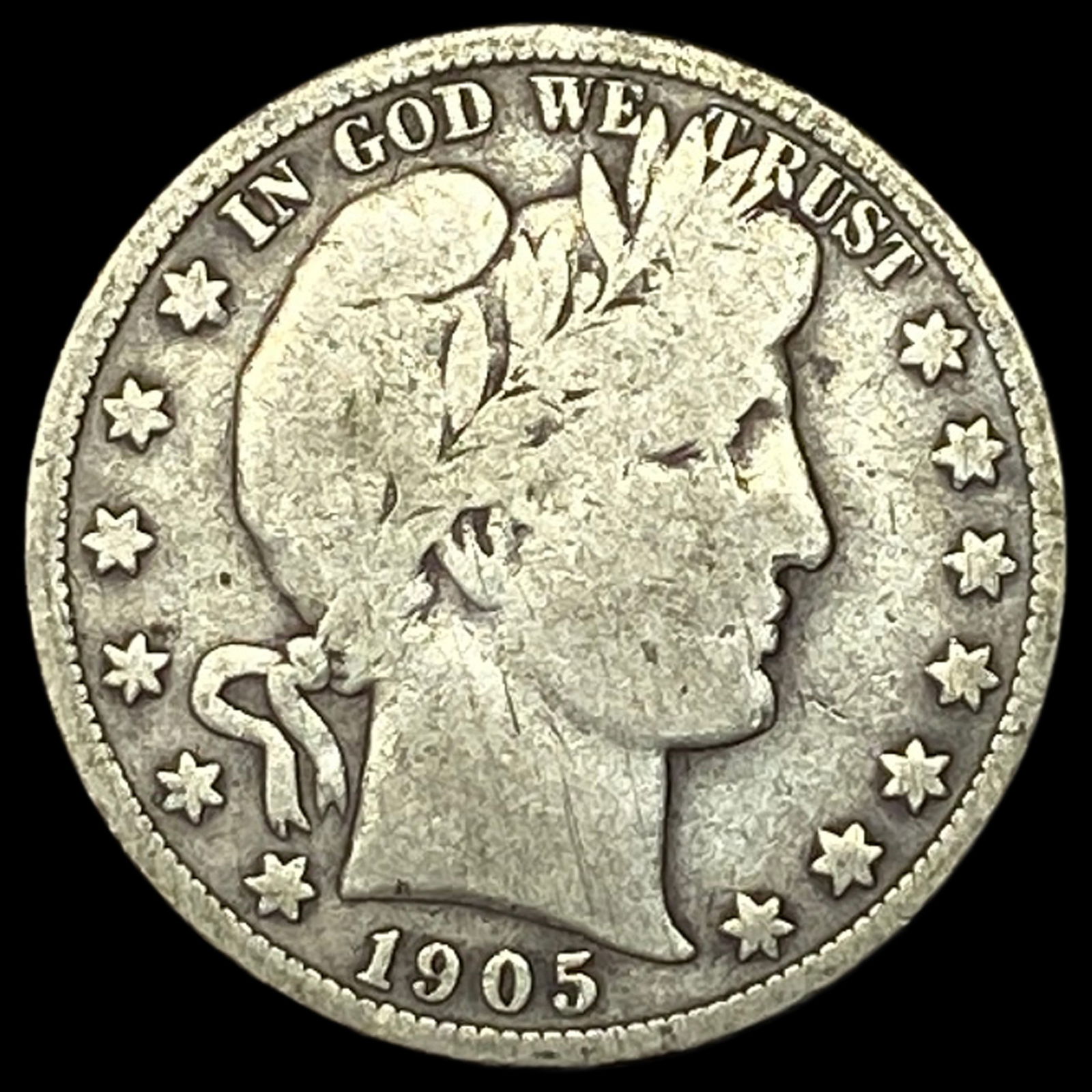 1905-S Silver Barber Half Dollar NICELY CIRCULATED (1 of 2)