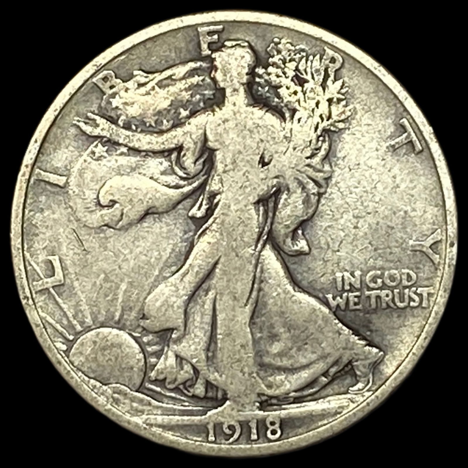 1918-D Silver Walking Liberty Half Dollar NICELY CIRCULATED (1 of 2)