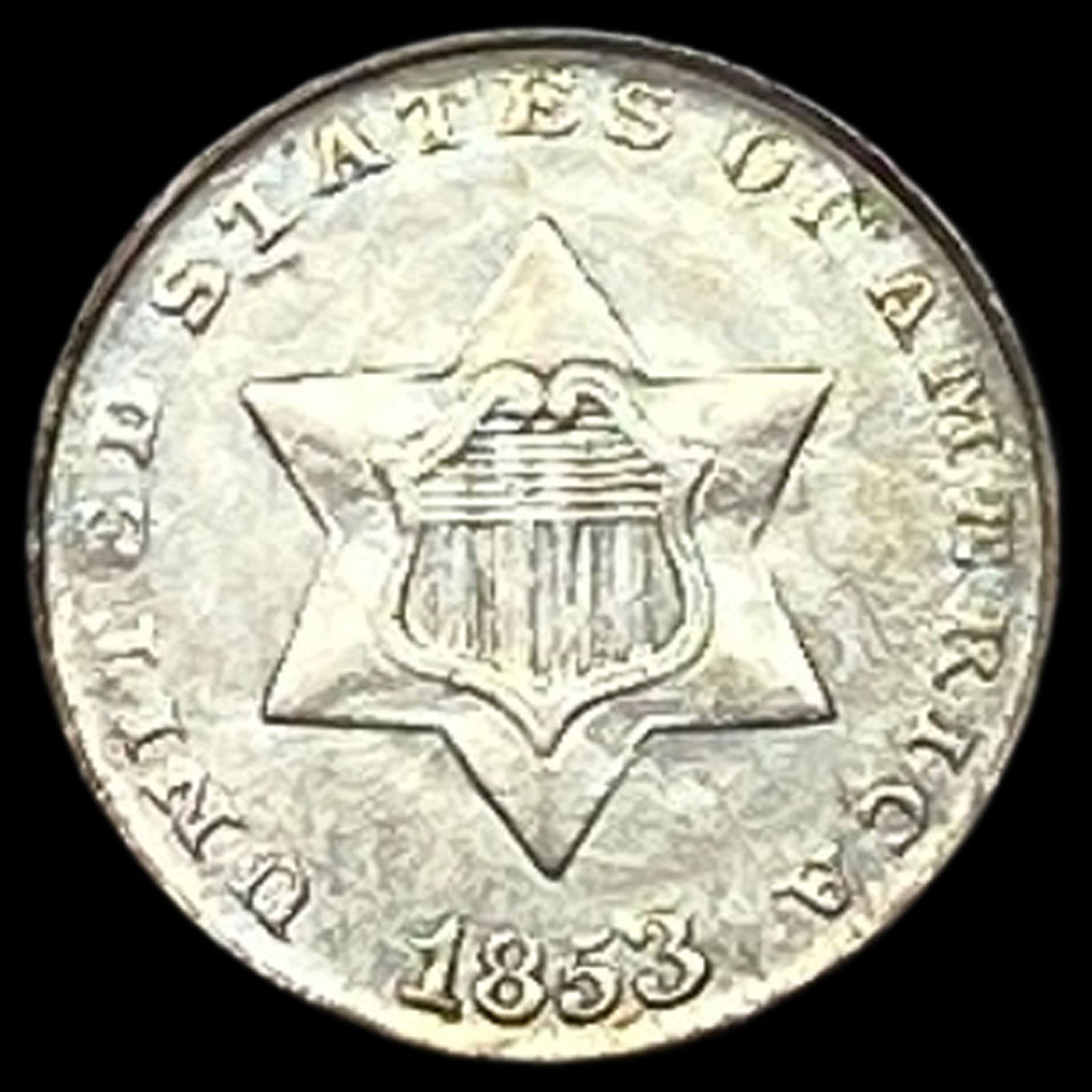 1853 Silver Three-Cent Piece CLOSELY UNCIRCULATED (1 of 2)