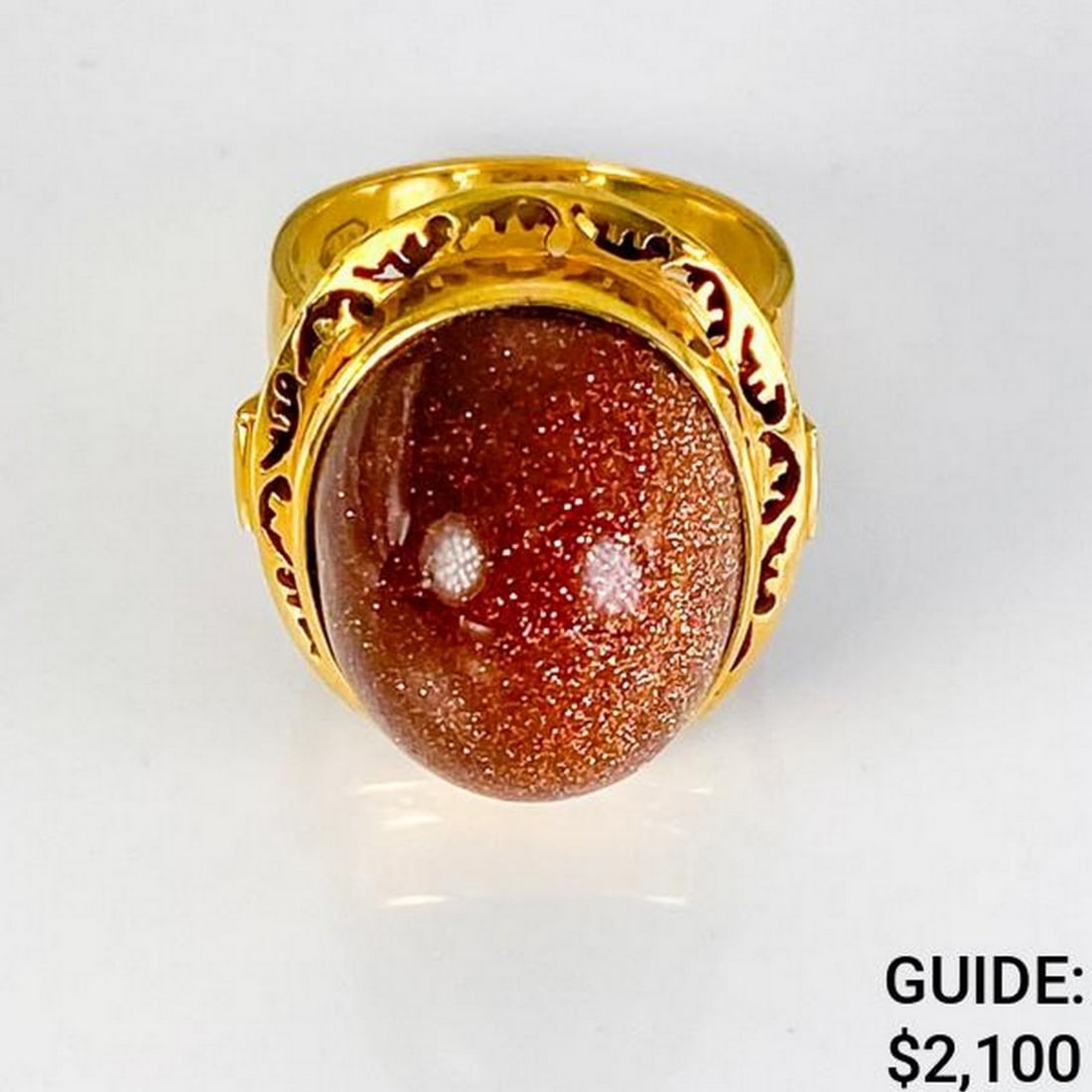 18k Yellow Gold Sandstone Ring-Size 6 (11.2g/13.5mm) (1 of 6)