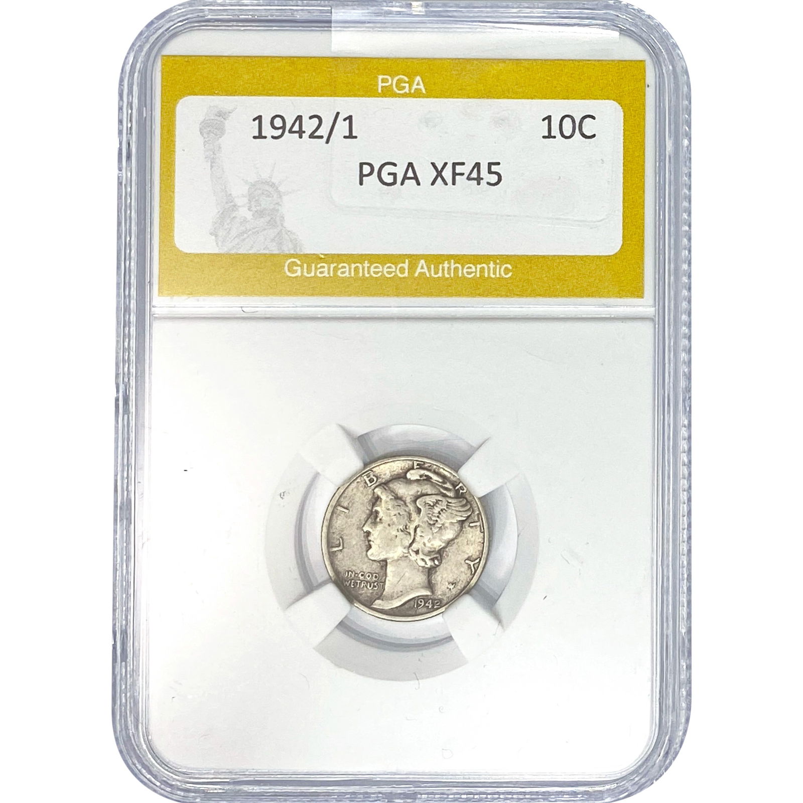 1942/1 Mercury Silver Dime PGA XF45: 1942/1 Mercury Silver Dime PGA XF45