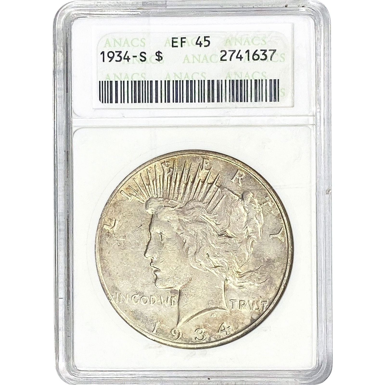 1934-S Silver Peace Dollar ANACS EF45 (1 of 2)