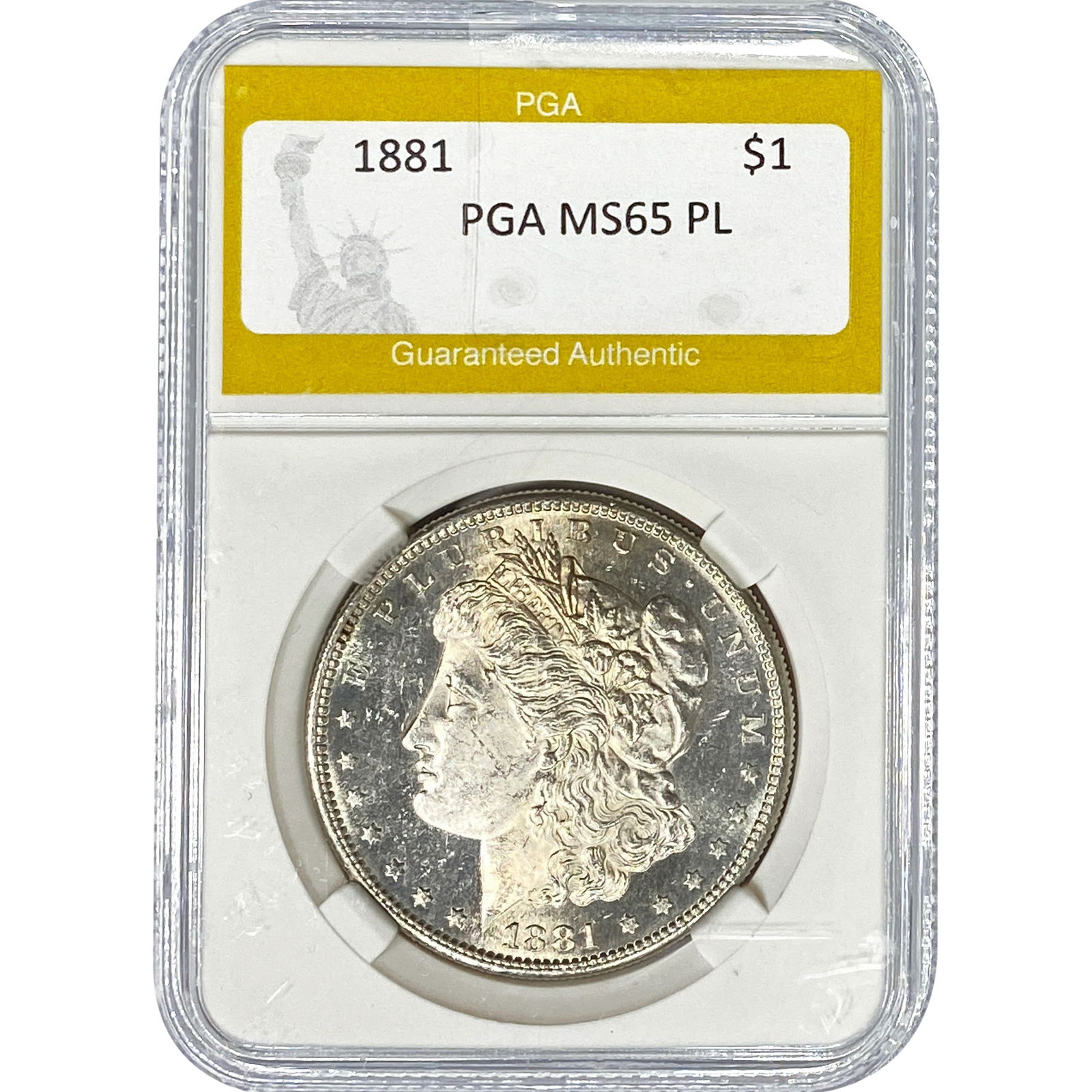1881-S Morgan Silver Dollar PGA MS65 PL: 1881-S Morgan Silver Dollar PGA MS65 PL
