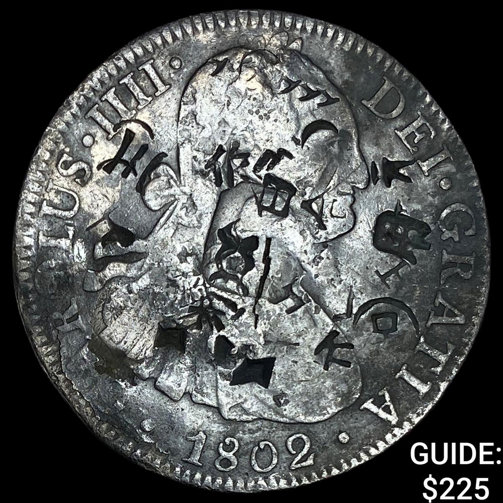 1802 Colonial Spain Silver 8 Reales Chopmarks NEARLY UNCIRCULATED (1 of 2)