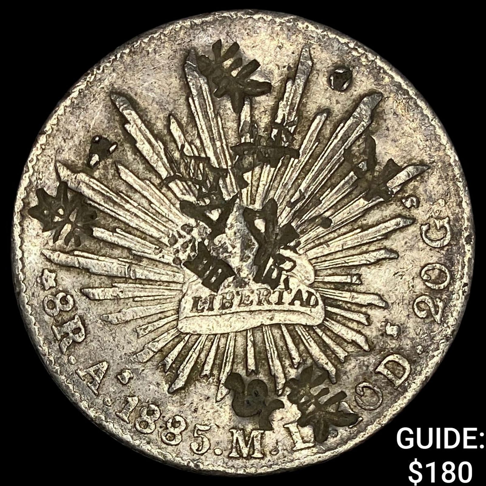 1885 Mexico Silver 1 Peso Chopmarks NEARLY UNCIRCULATED (1 of 2)