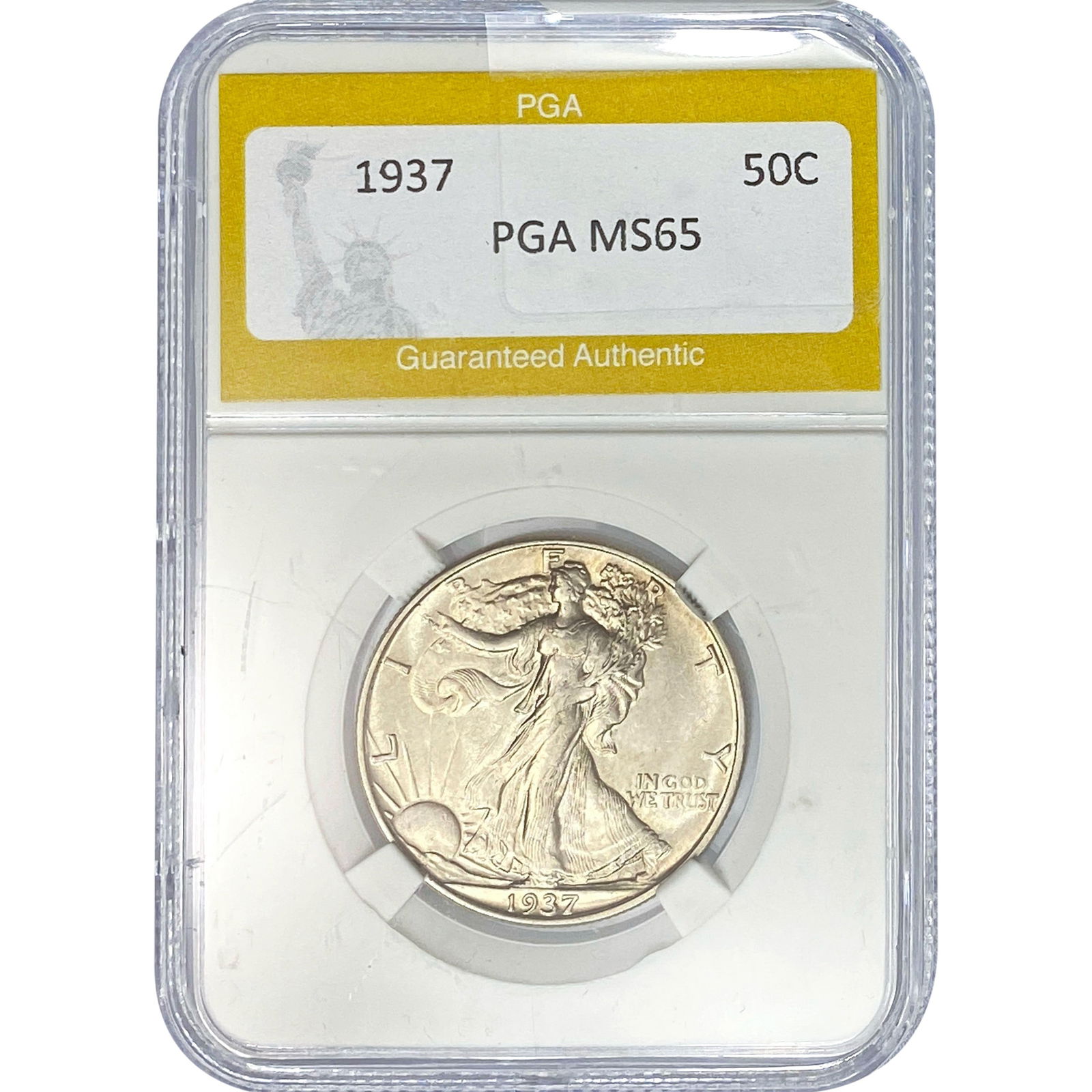 1937 Walking Liberty Half Dollar PGA MS65: 1937 Walking Liberty Half Dollar PGA MS65