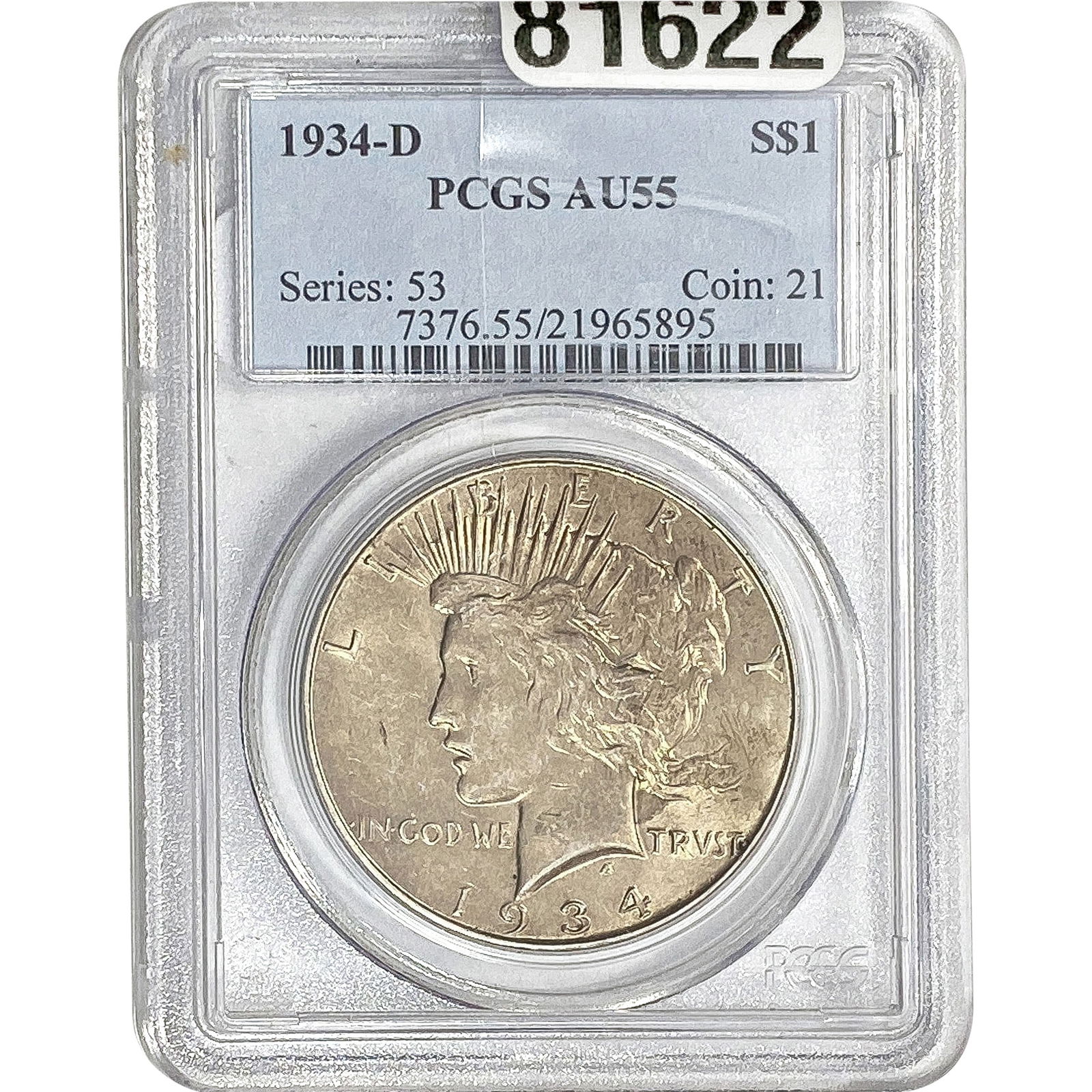 1934-D Silver Peace Dollar PCGS AU55 (1 of 2)