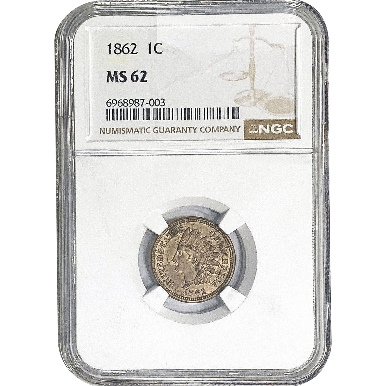 1862 Indian Head Cent NGC MS62 (1 of 2)