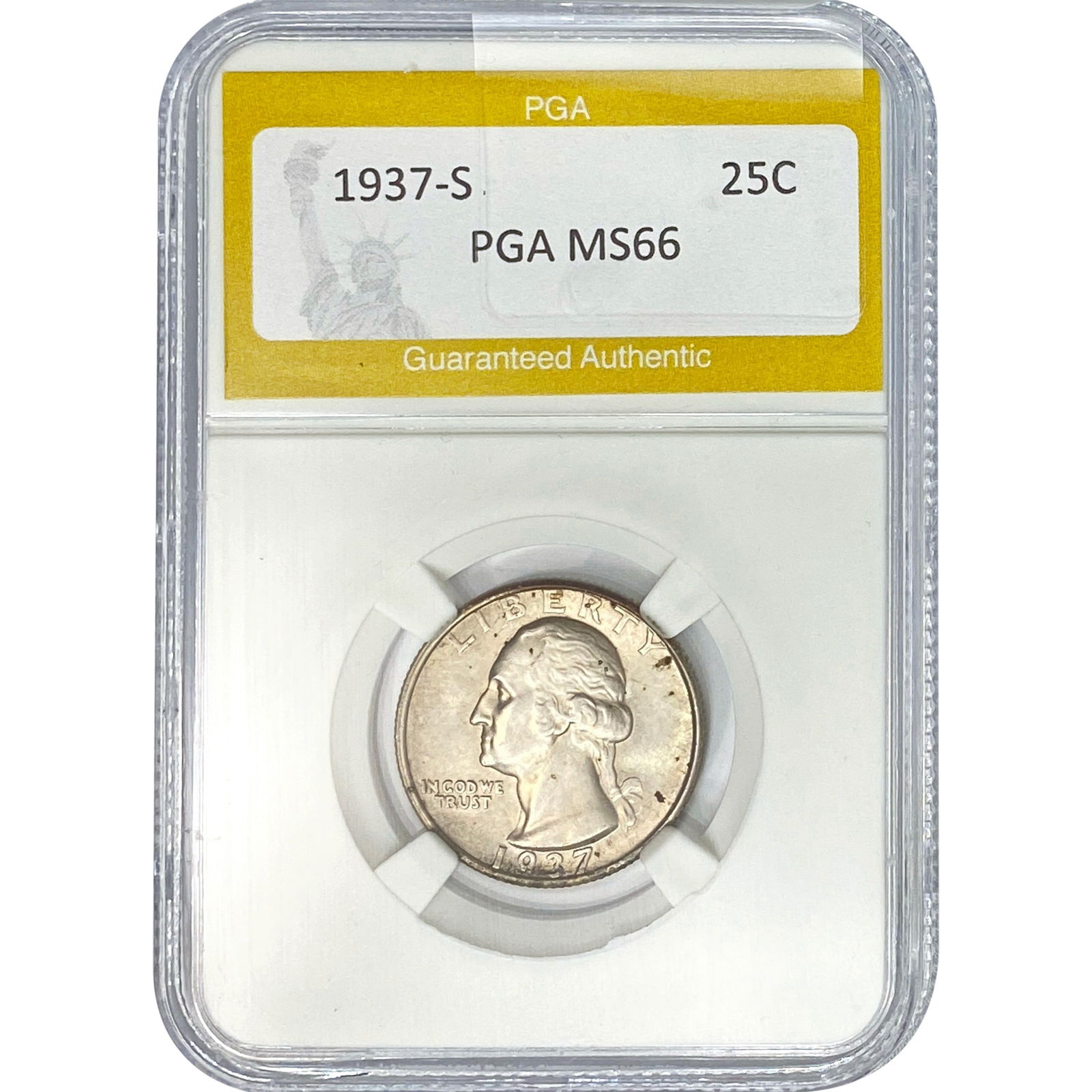 1937-S Washington Silver Quarter PGA MS66: 1937-S Washington Silver Quarter PGA MS66