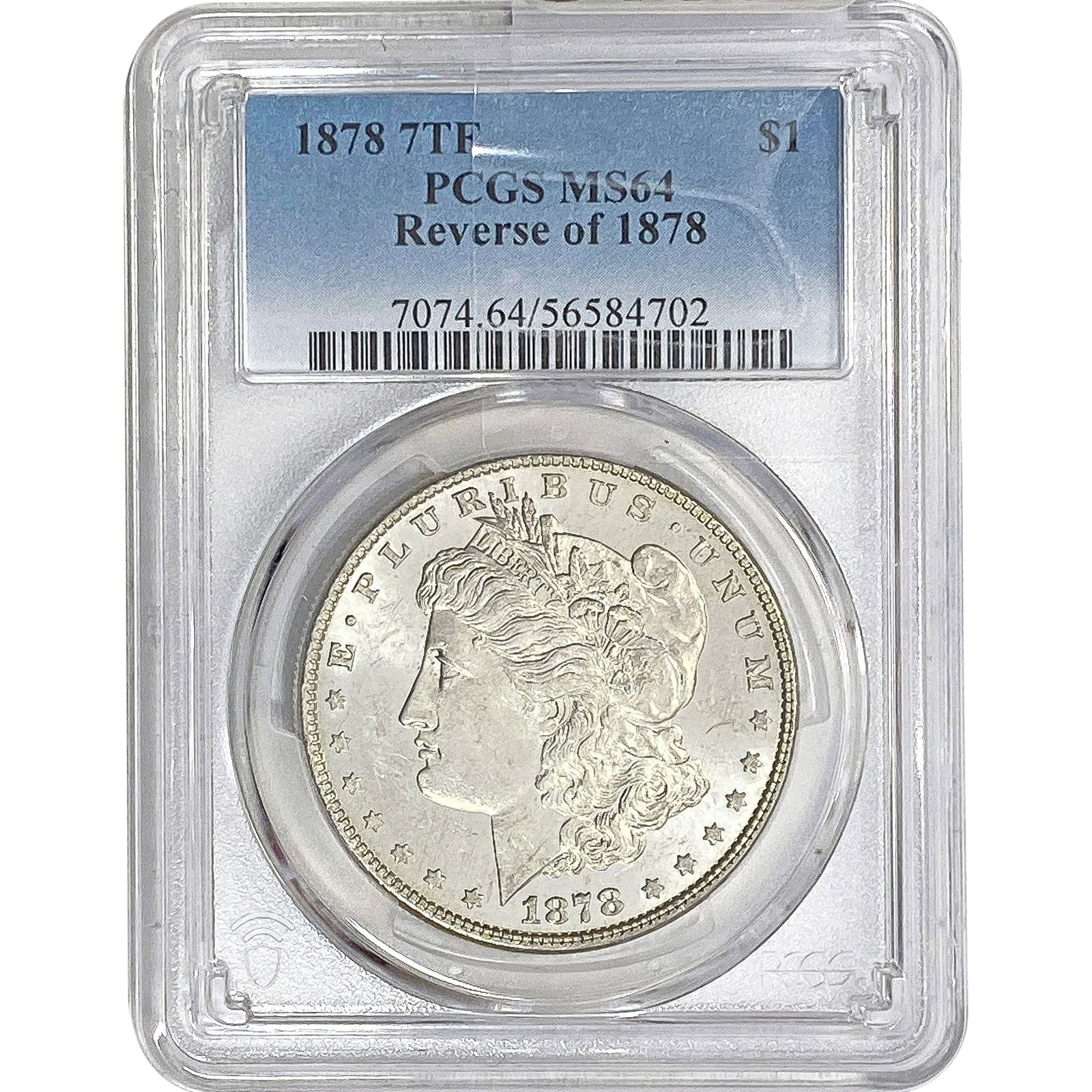 1878 7TF Morgan Silver Dollar PCGS MS64 Rev of 1878: 1878 7TF Morgan Silver Dollar PCGS MS64 Rev of 1878