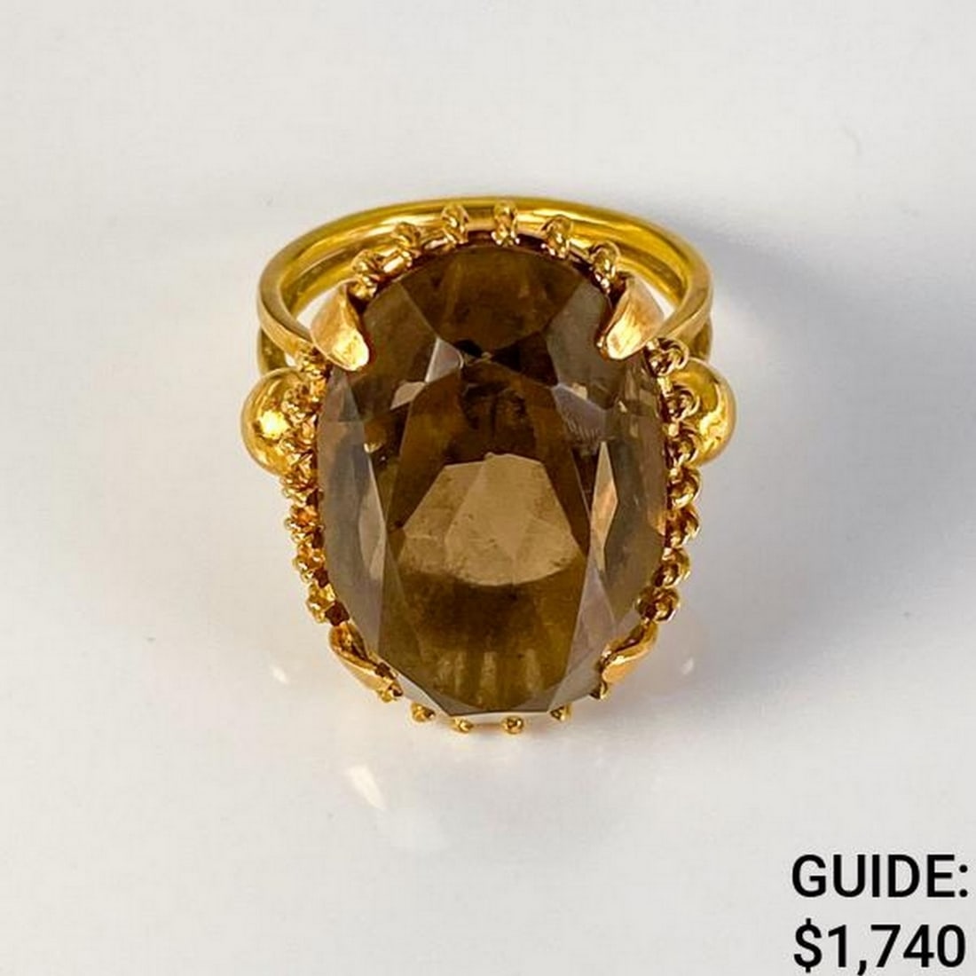 18k Yellow Gold Smoky Quartz Ring-Size 6 (9g/13.2mm) (1 of 7)