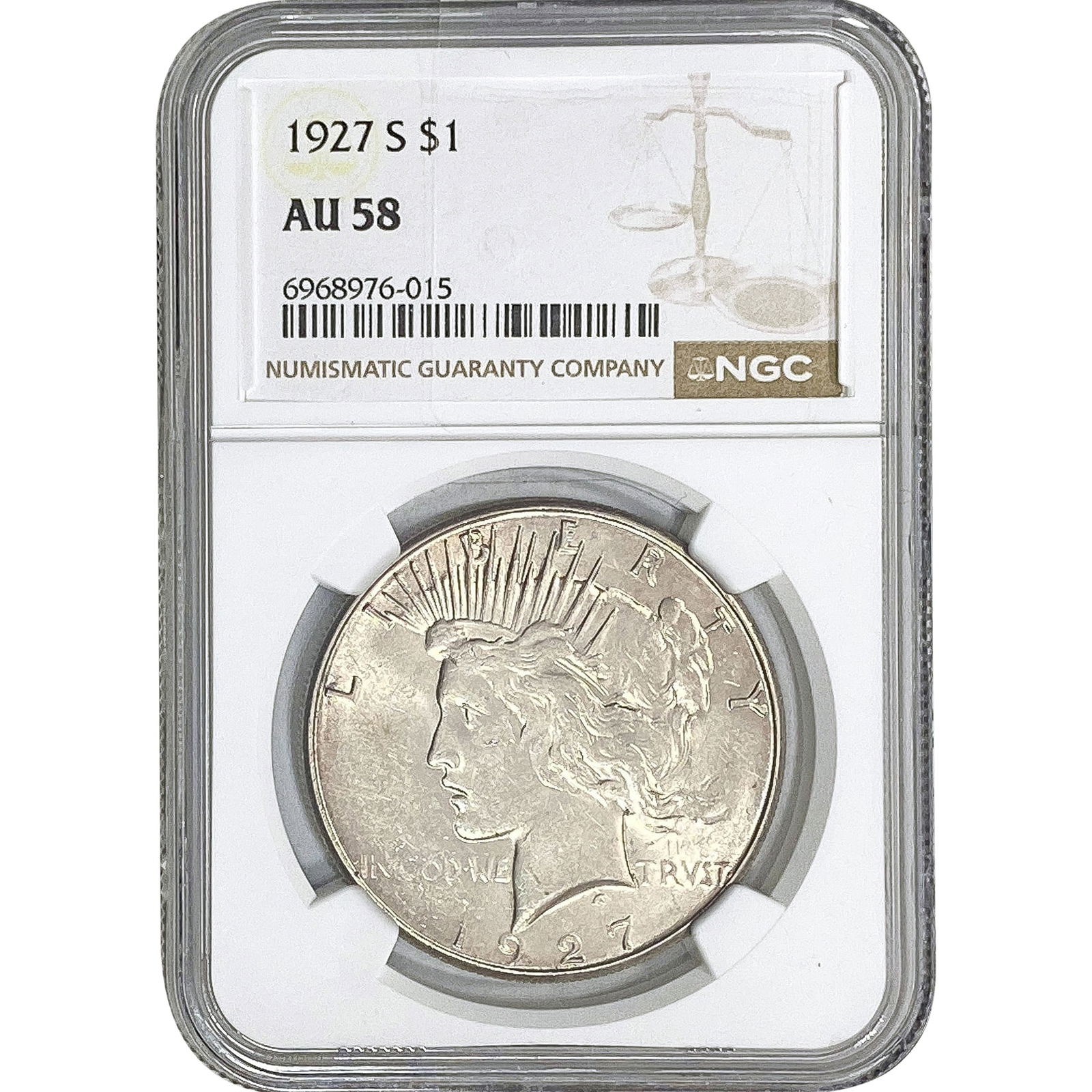 1927-S Silver Peace Dollar NGC AU58 (1 of 2)