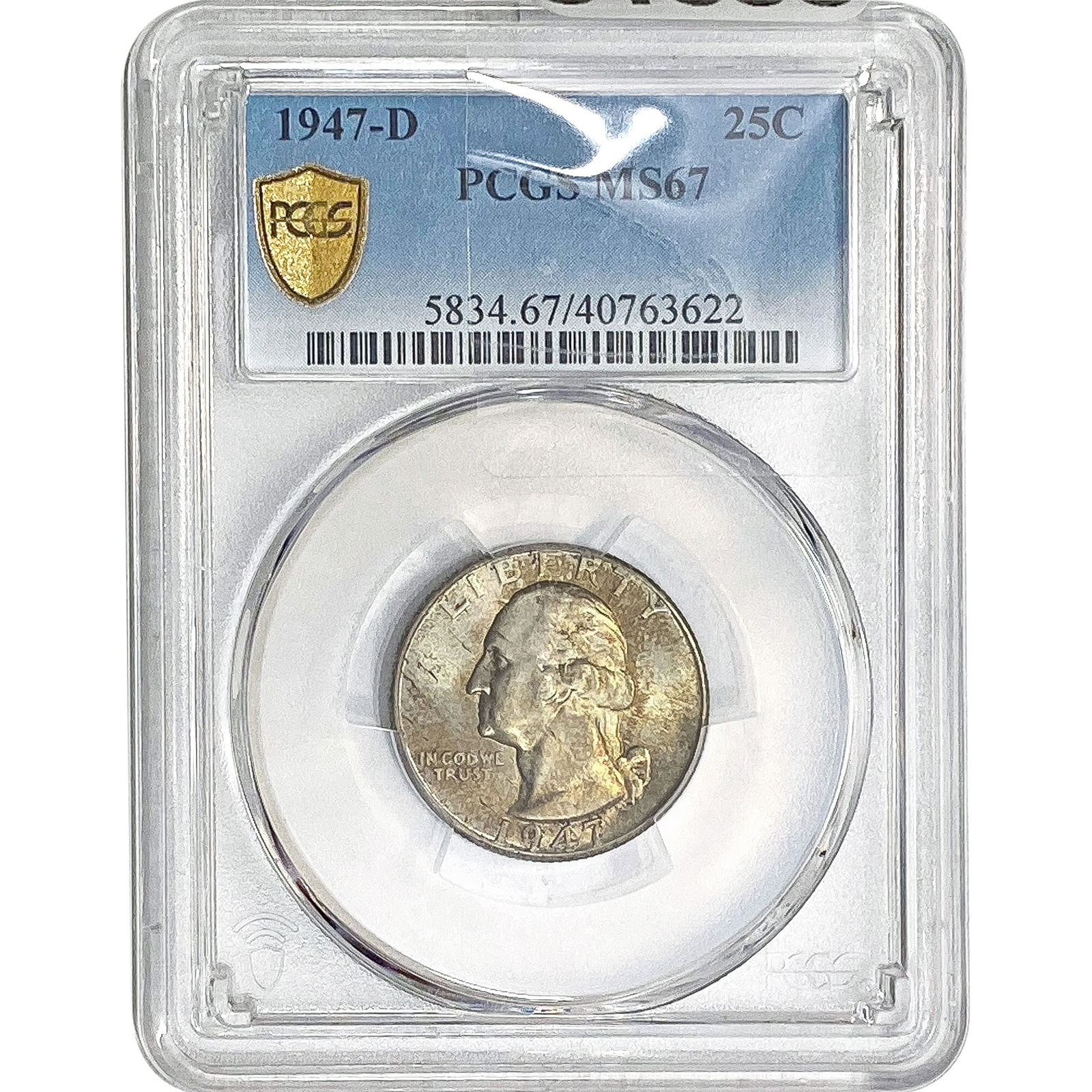 1947-D Washington Silver Quarter PCGS MS67: 1947-D Washington Silver Quarter PCGS MS67