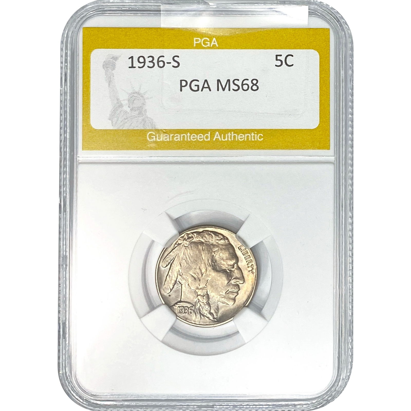 1936-S Buffalo Nickel PGA MS68: 1936-S Buffalo Nickel PGA MS68