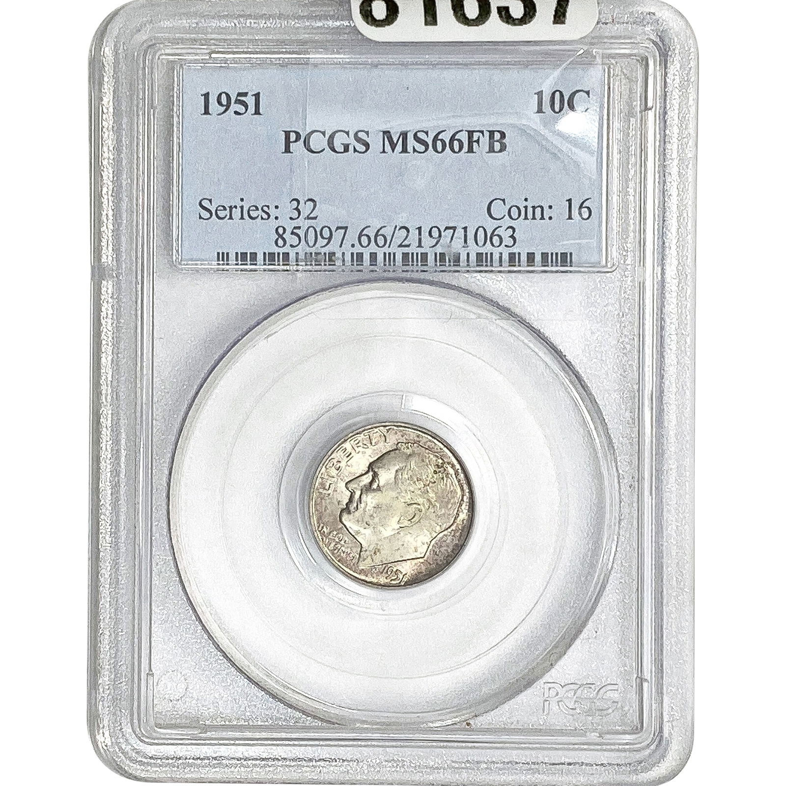 1951 Roosevelt Dime PCGS MS66 FB (1 of 2)