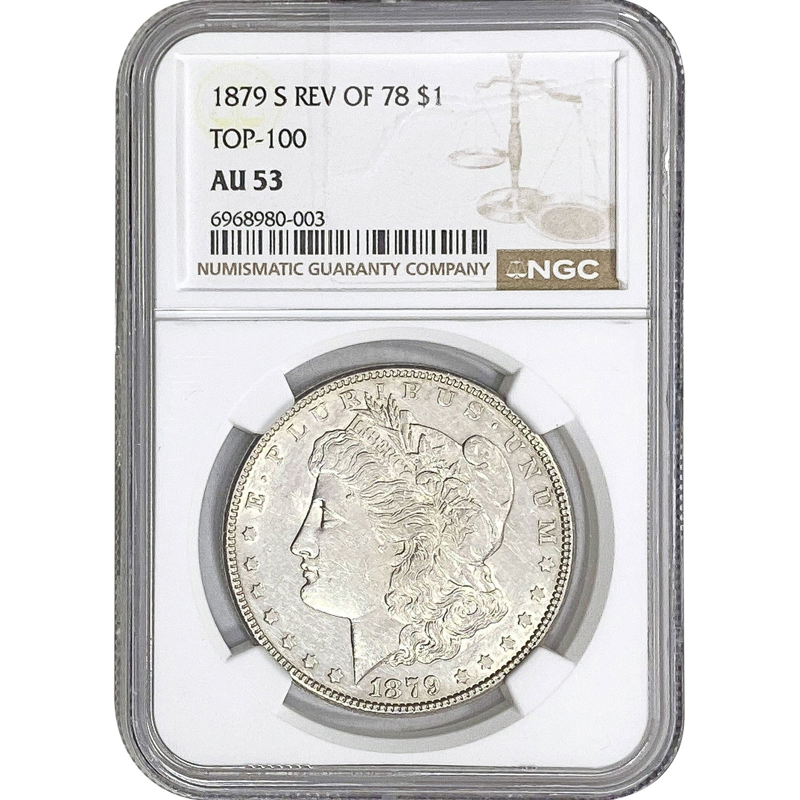1879-S Morgan Silver Dollar NGC AU53 Rev of 78: 1879-S Morgan Silver Dollar NGC AU53 Rev of 78