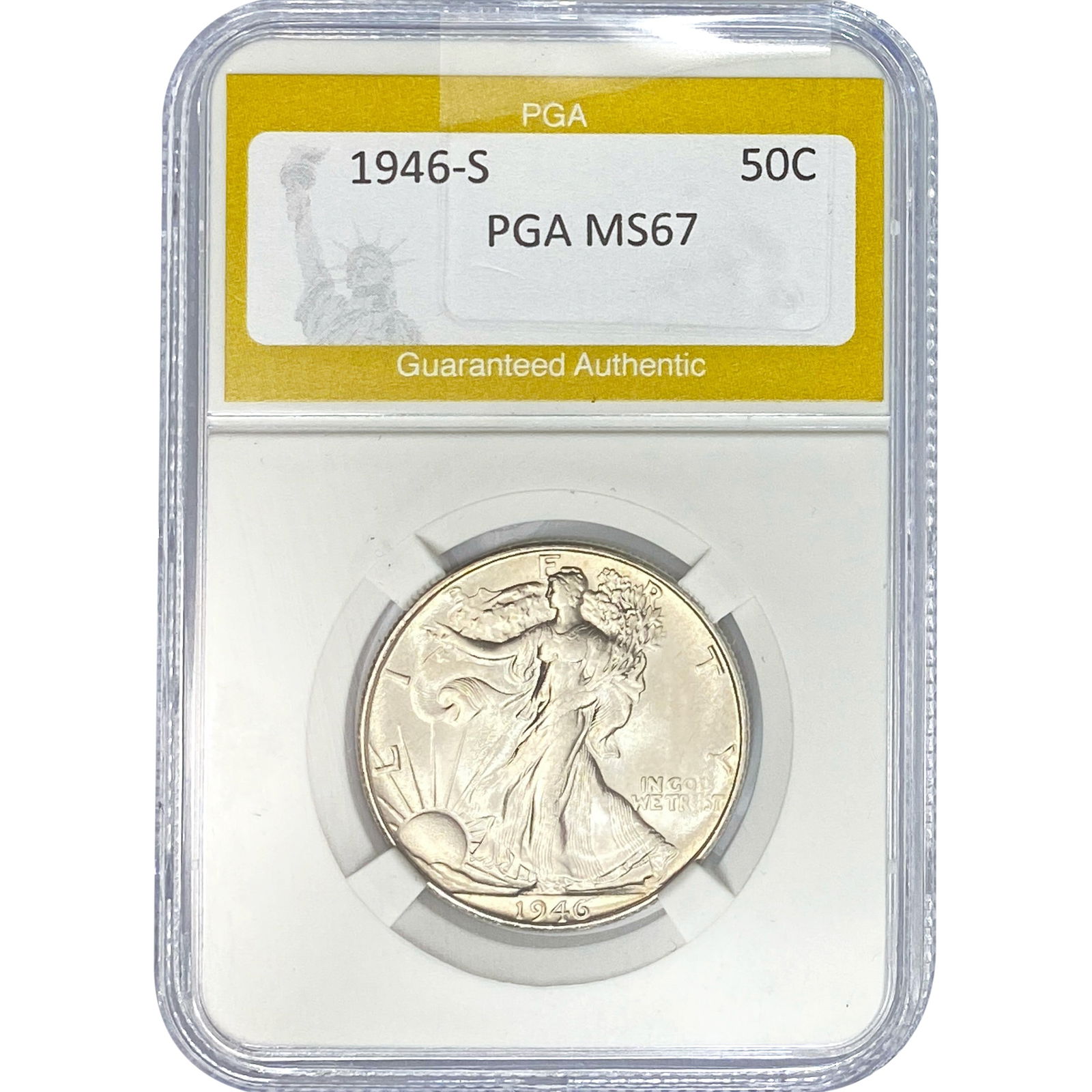 1946-S Walking Liberty Half Dollar PGA MS67: 1946-S Walking Liberty Half Dollar PGA MS67