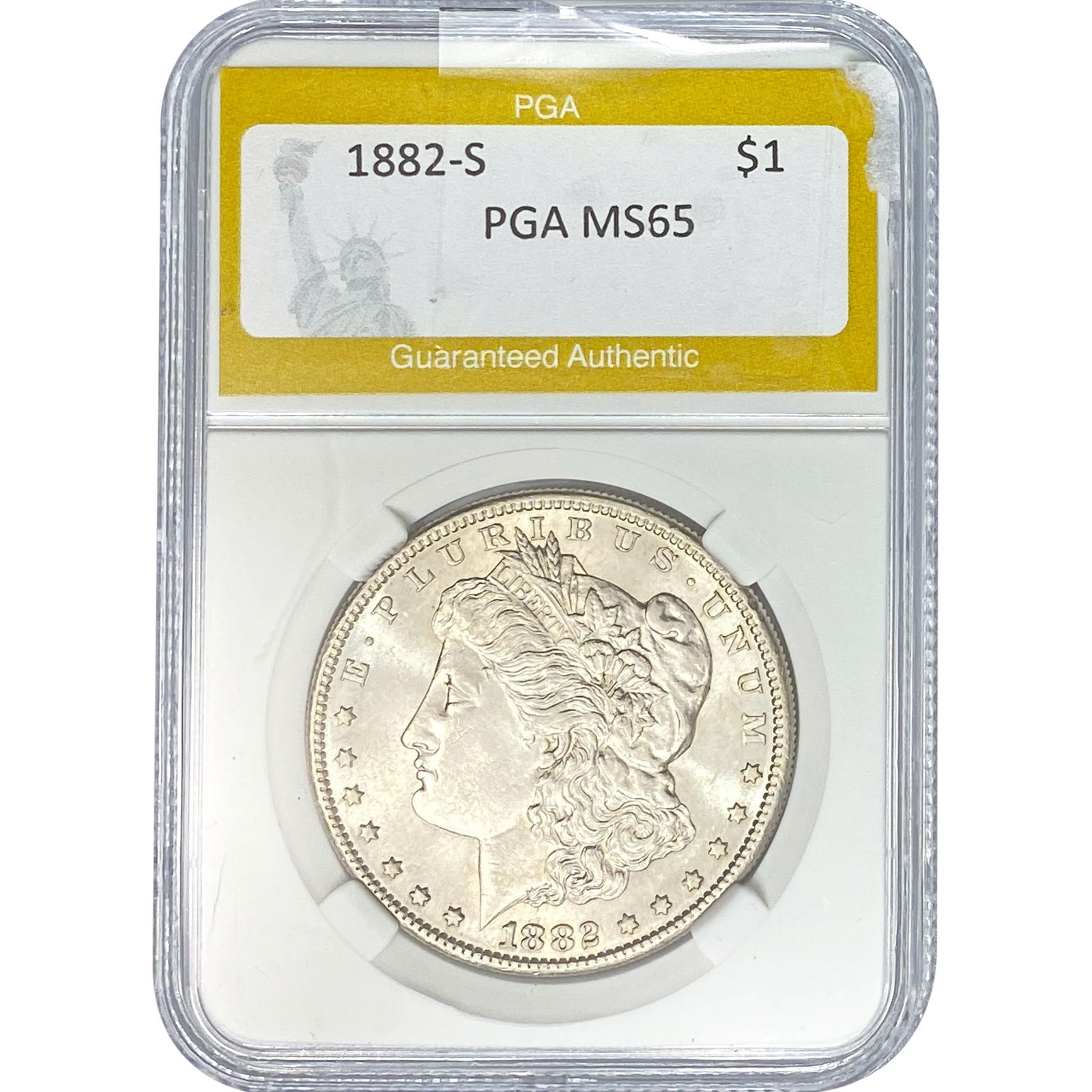 1882-S Morgan Silver Dollar PGA MS65: 1882-S Morgan Silver Dollar PGA MS65