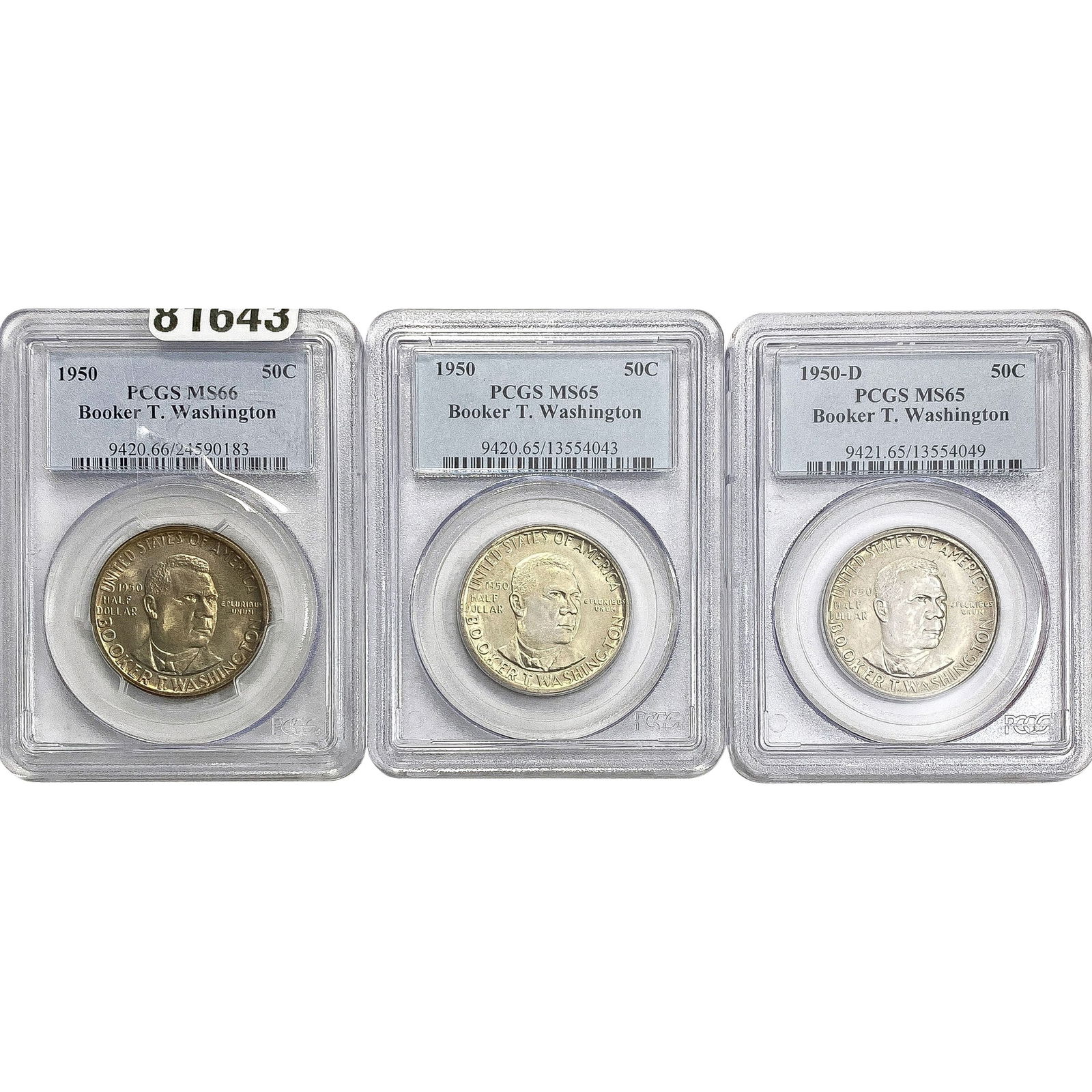 [3 Coins] 1950-D Booker T Half Dollar PCGS MS66 (1 of 2)