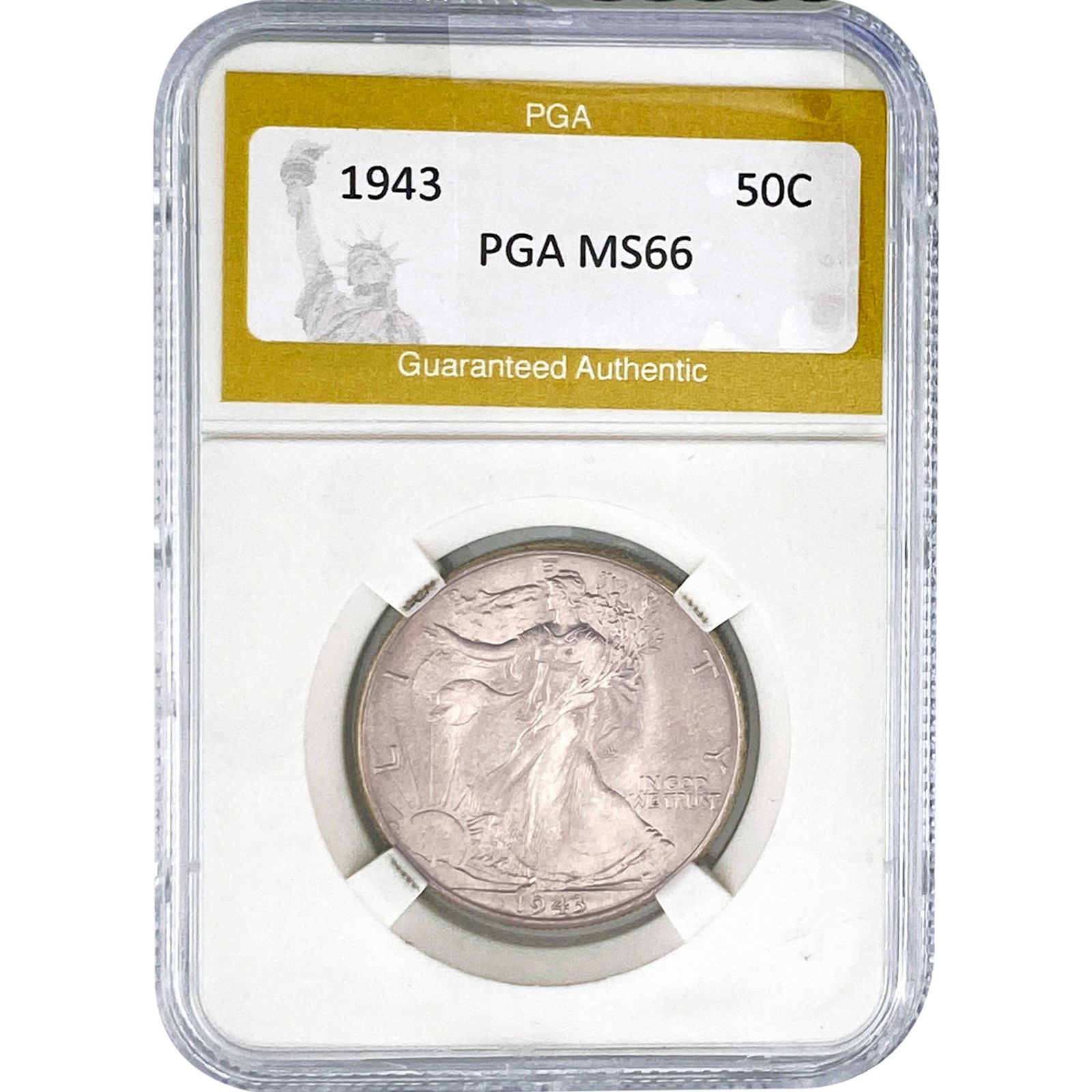 1943 Walking Liberty Half Dollar PGA MS66: 1943 Walking Liberty Half Dollar PGA MS66