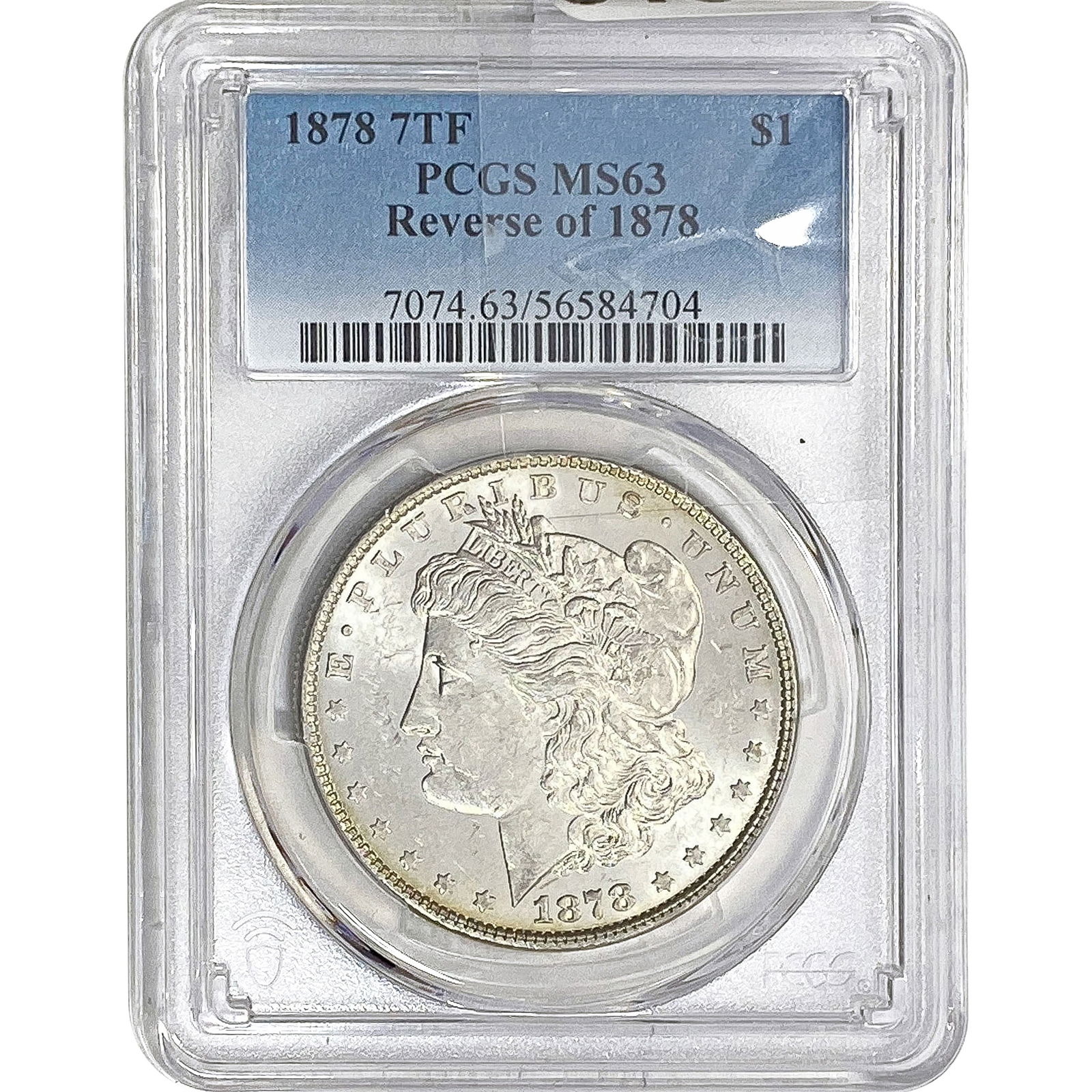 1878 7TF Morgan Silver Dollar PCGS MS63 Rev of 1878: 1878 7TF Morgan Silver Dollar PCGS MS63 Rev of 1878