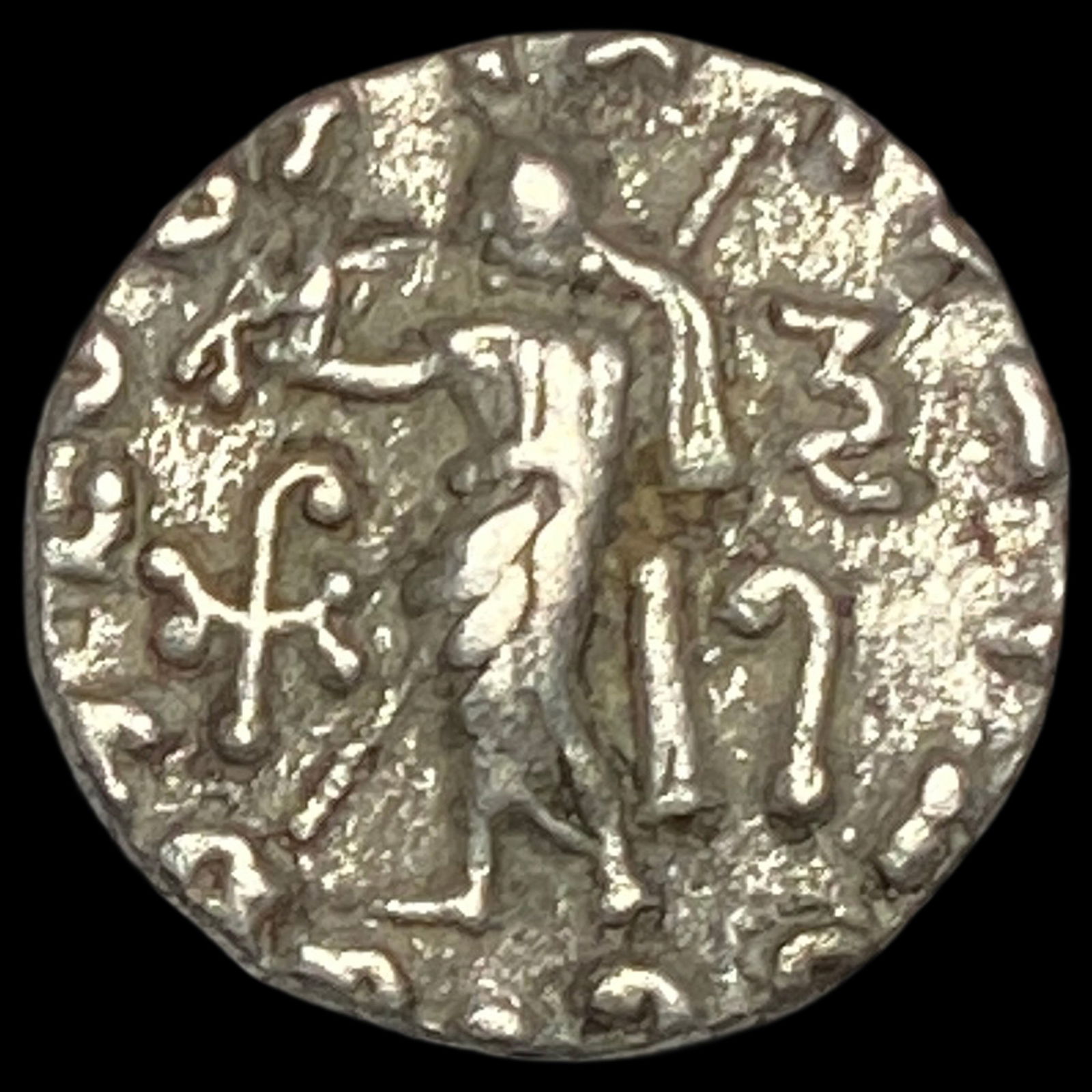Indo-Scythian 59-12 BC Silver drachm NEARLY UNCIRCULATED: Indo-Scythian 59-12 BC Silver drachm NEARLY UNCIRCULATED