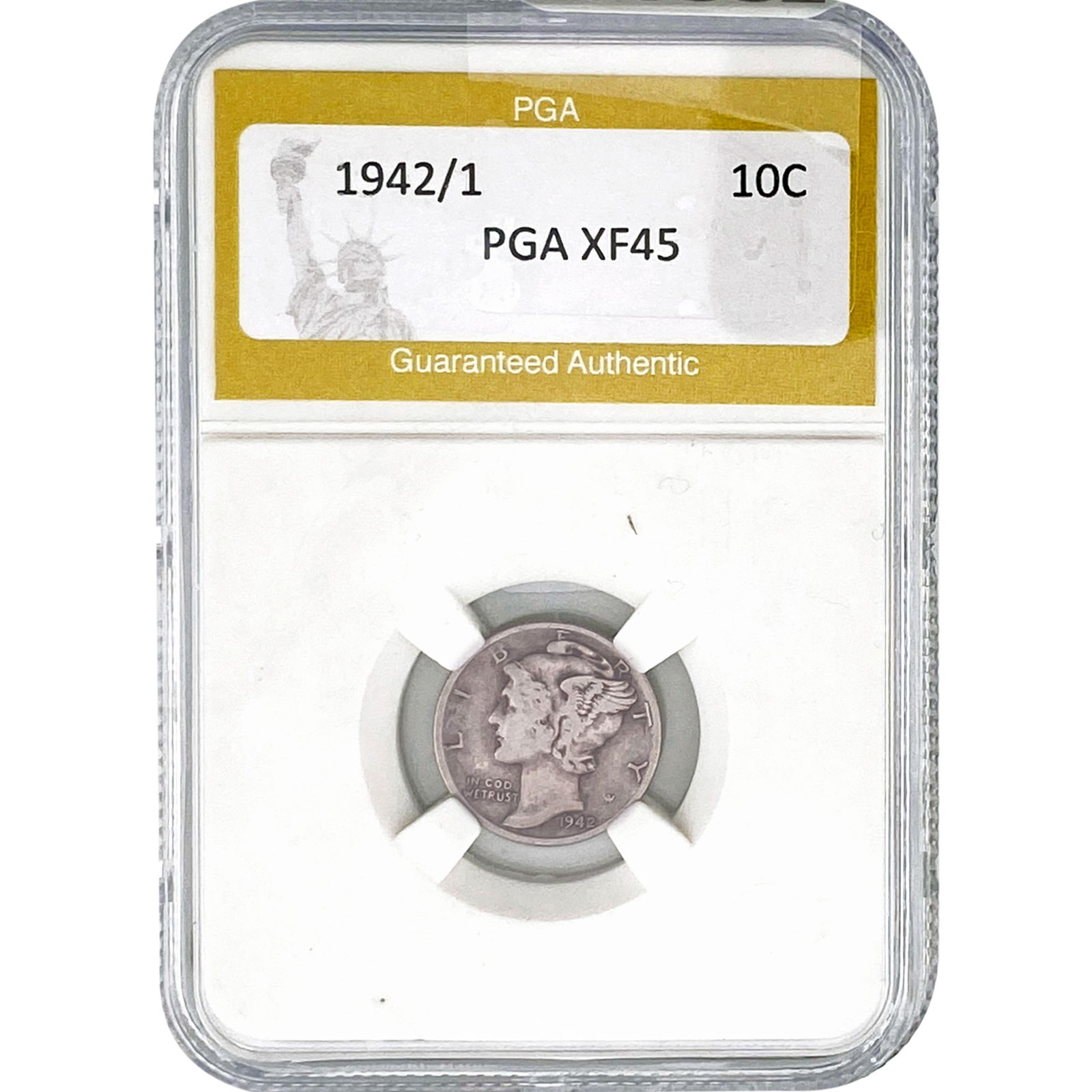1942/1 Mercury Silver Dime PGA XF45: 1942/1 Mercury Silver Dime PGA XF45