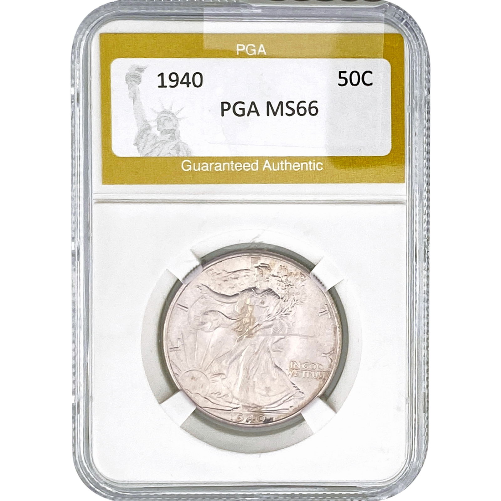 1940 Walking Liberty Half Dollar PGA MS66: 1940 Walking Liberty Half Dollar PGA MS66