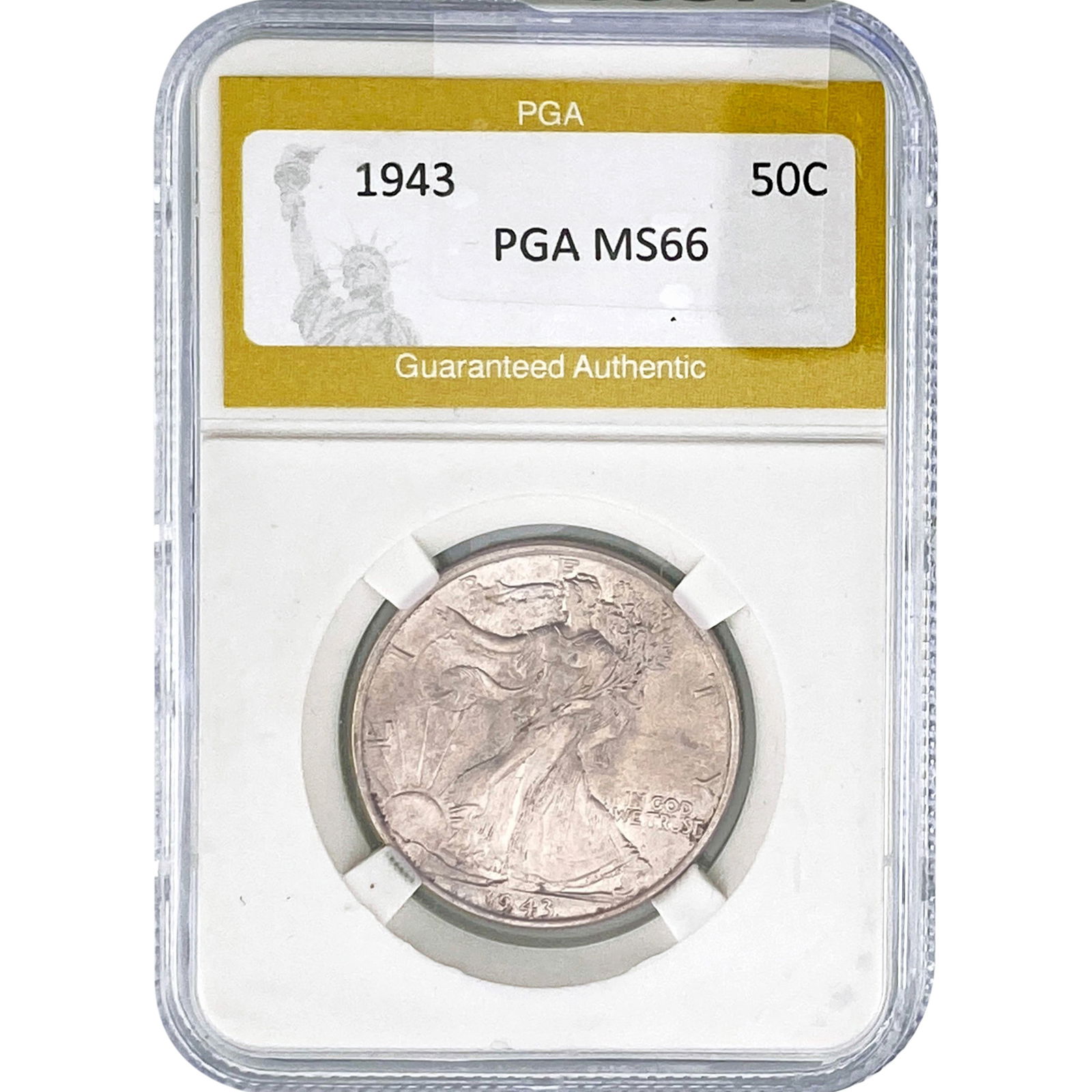1943 Walking Liberty Half Dollar PGA MS66: 1943 Walking Liberty Half Dollar PGA MS66
