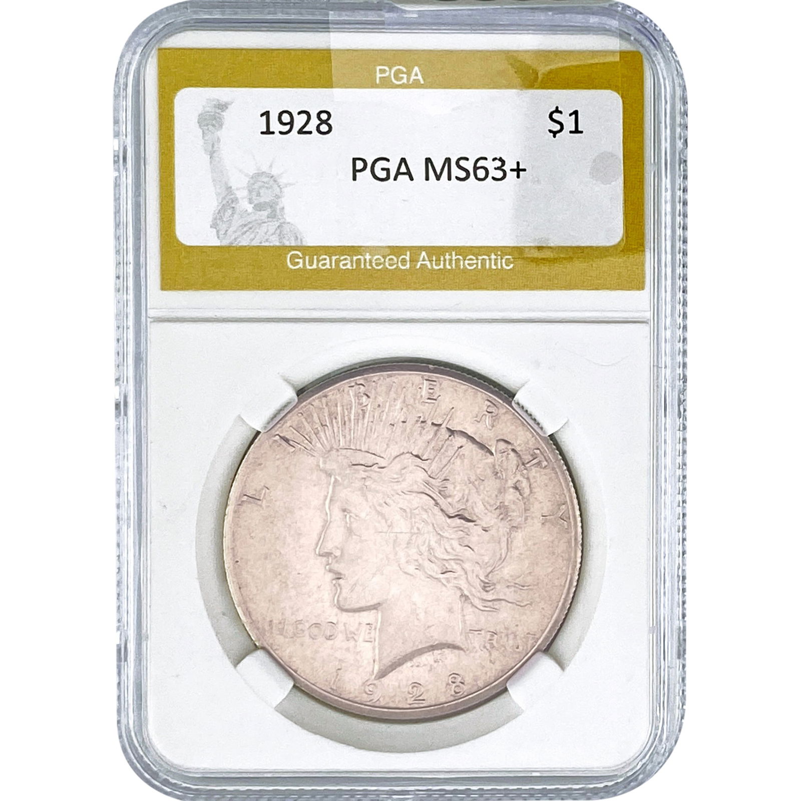 1928 Silver Peace Dollar PGA MS63+: 1928 Silver Peace Dollar PGA MS63+