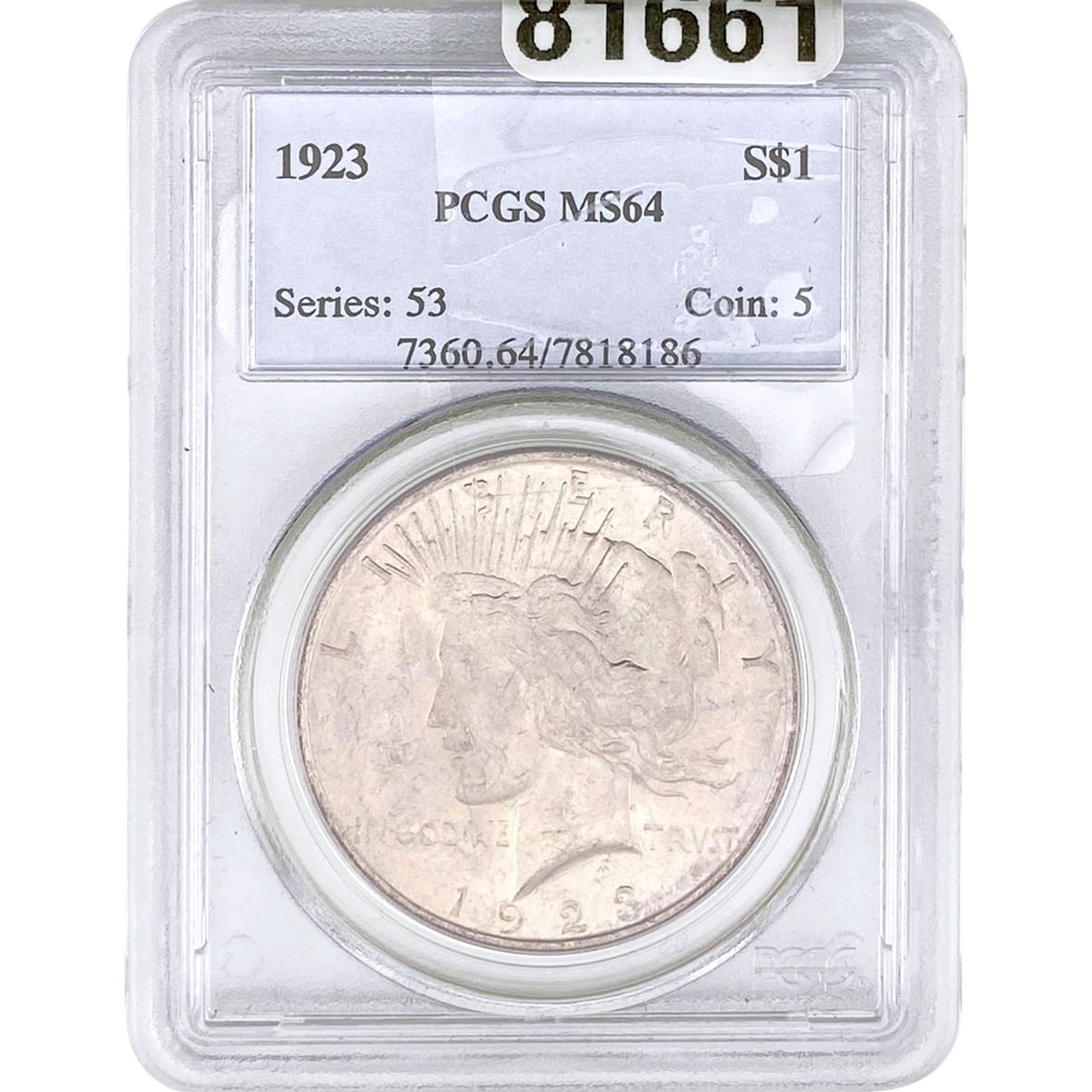 1923 Silver Peace Dollar PCGS MS64 (1 of 2)