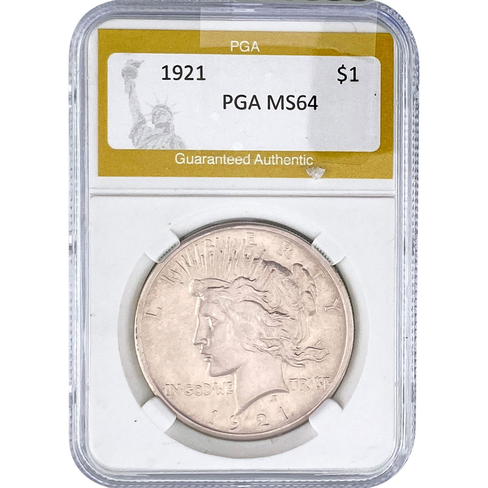 1921 Silver Peace Dollar PGA MS64: 1921 Silver Peace Dollar PGA MS64