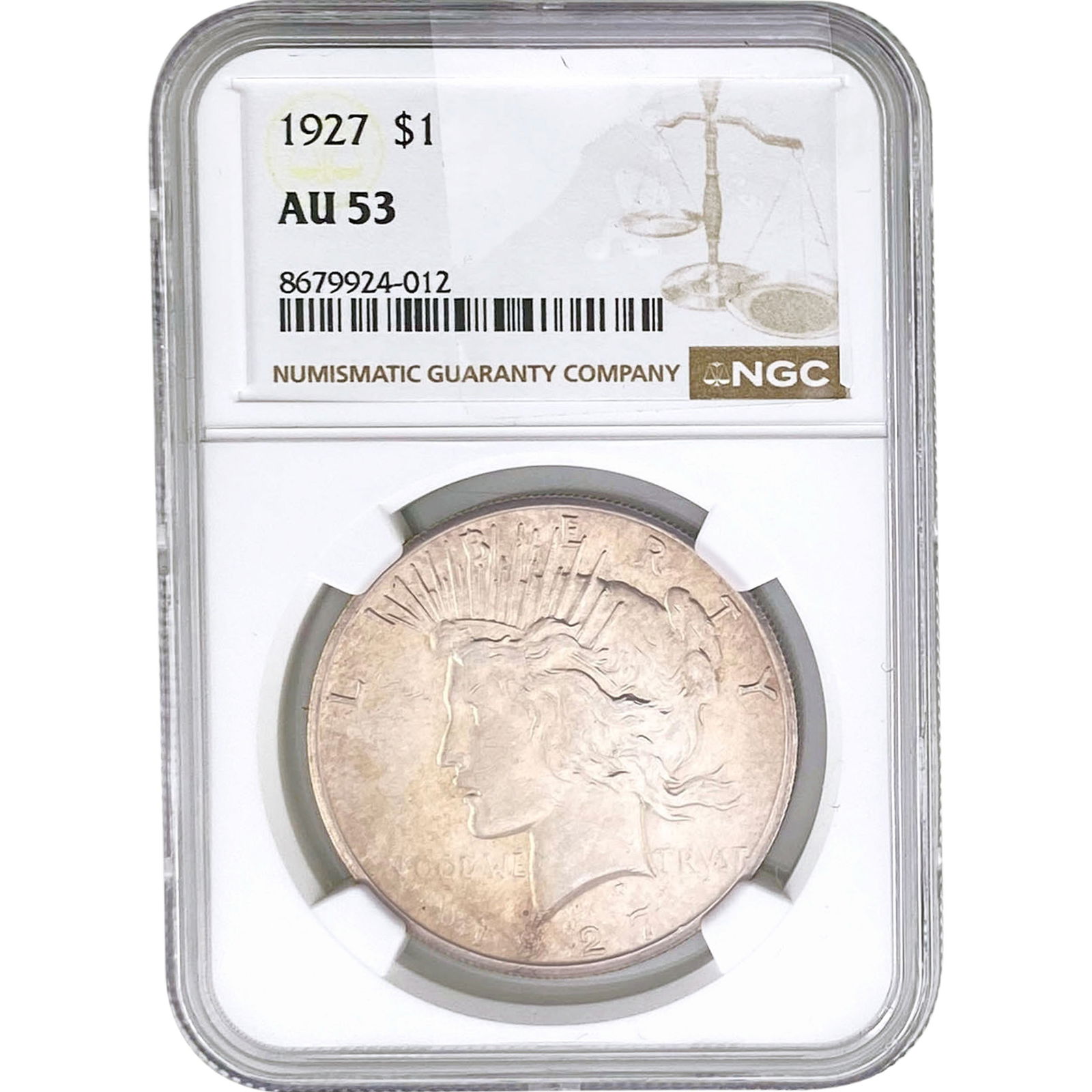1927 Silver Peace Dollar NGC AU53 (1 of 2)
