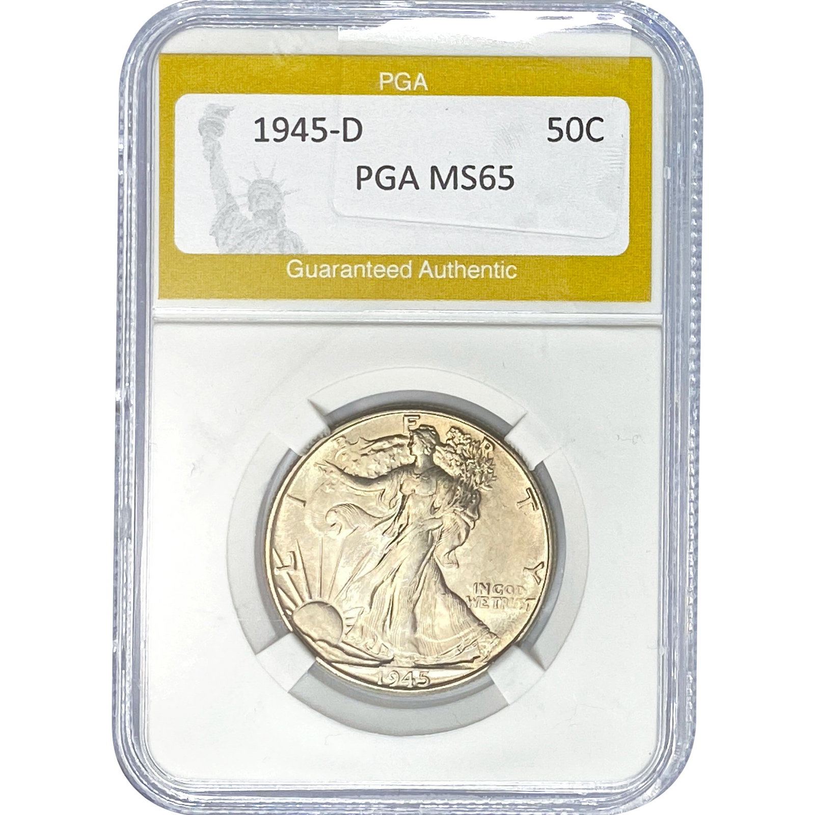 1945-D Walking Liberty Half Dollar PGA MS65: 1945-D Walking Liberty Half Dollar PGA MS65