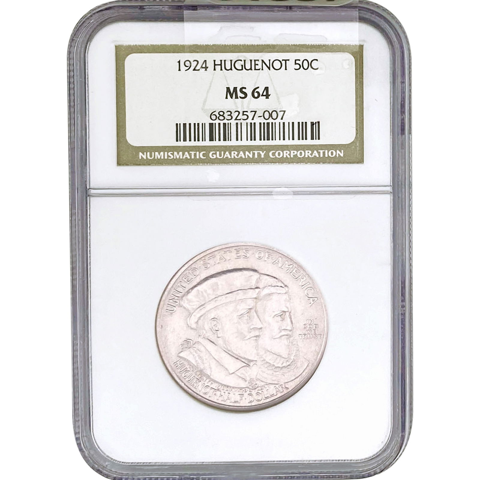 1921 Huguenot Half Dollar NGC MS64: 1921 Huguenot Half Dollar NGC MS64