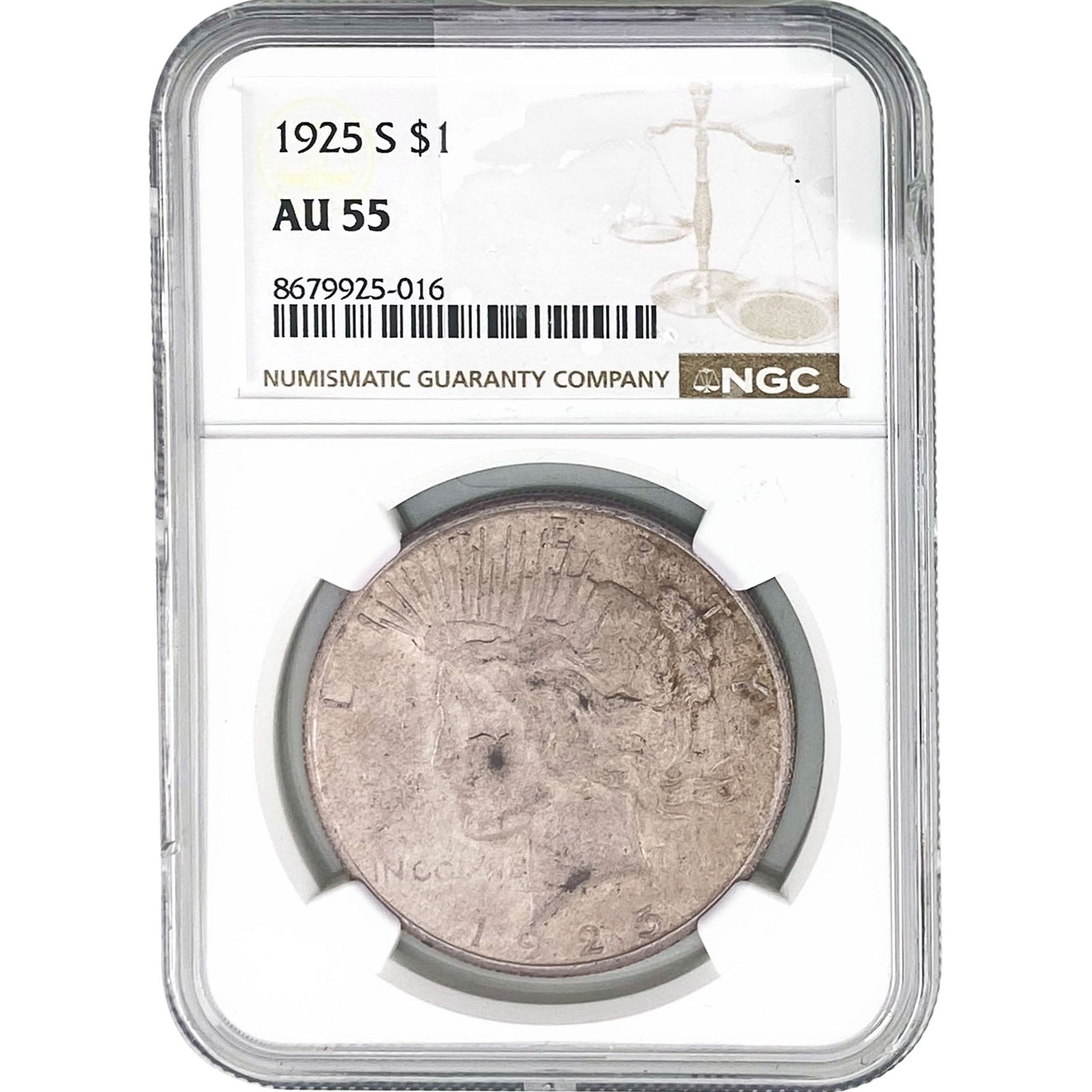 1925-S Silver Peace Dollar NGC AU55 (1 of 2)